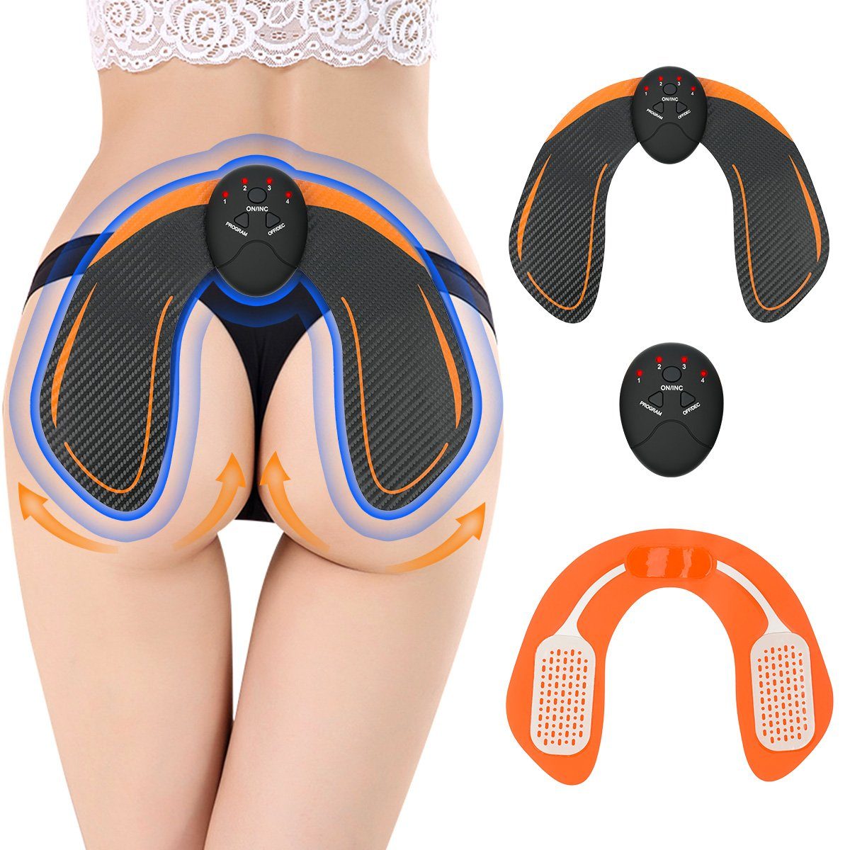 7Magic EMS-Po-Trainer EMS Hips Trainer aufladbar mit 6 modi & 9 Intensitätsstufen, EMS Muskeltrainer Hüfttrainer Muskel Stimulationsgerät elektrisch