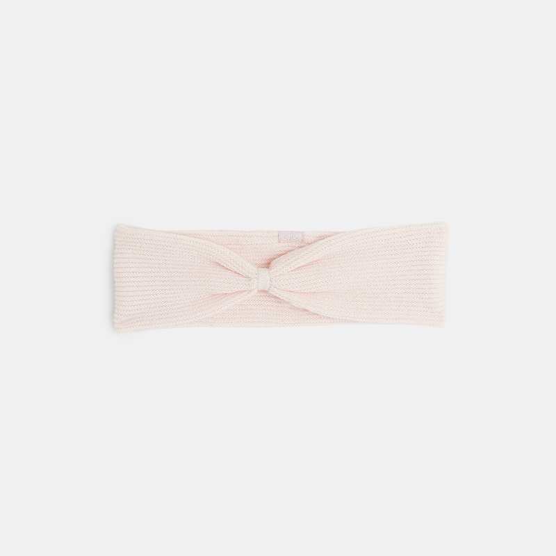 Bandeau maille côtelée rose naissance