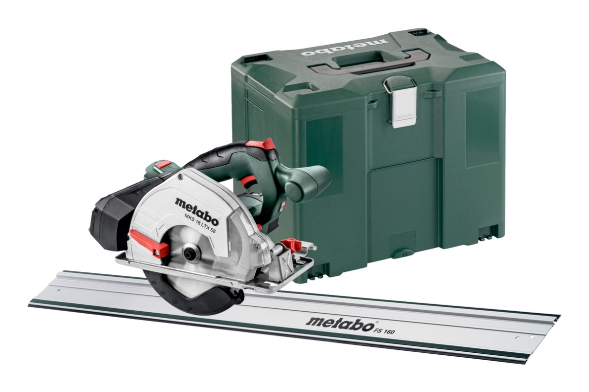 Metabo 691114000 MKS 18 LTX 58 FS SET Akku-Kreissäge für Metall 18V exkl. Akkus und Ladegerät in Metaloc + Führungsschiene FS 160