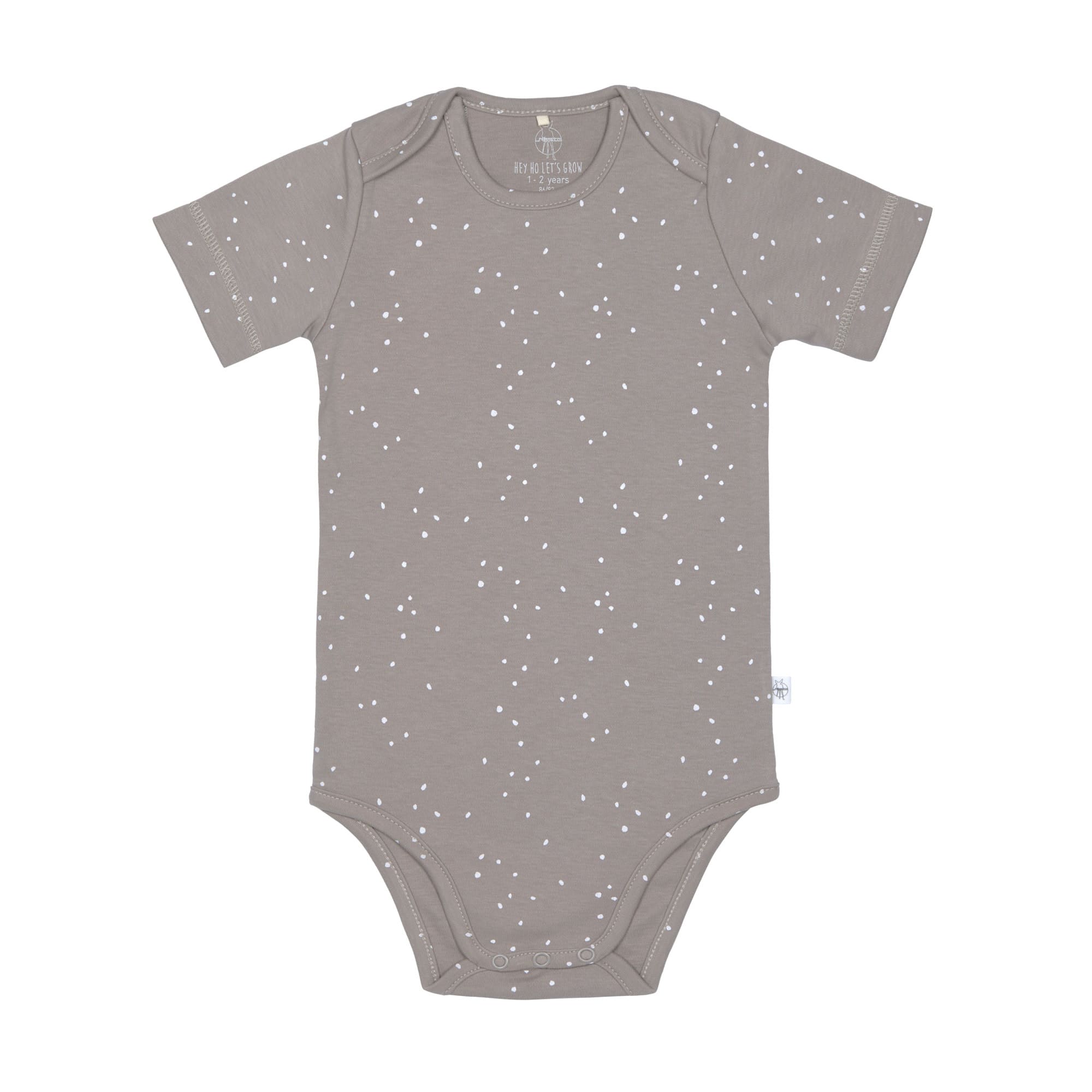 Baby Body kurzarm - Bio Baumwolle, Punkte, Taupe