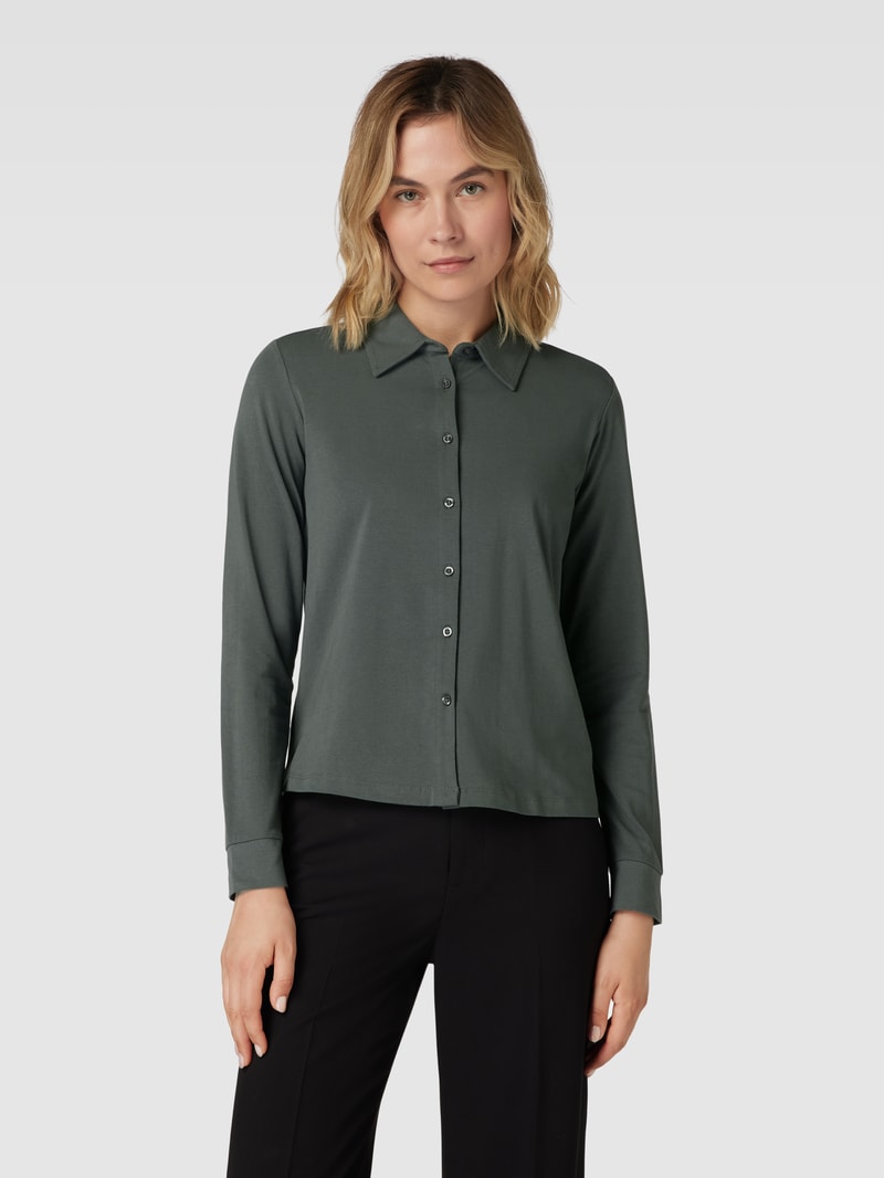 Blusenshirt mit Allover-Muster und Umlegekragen in khaki
