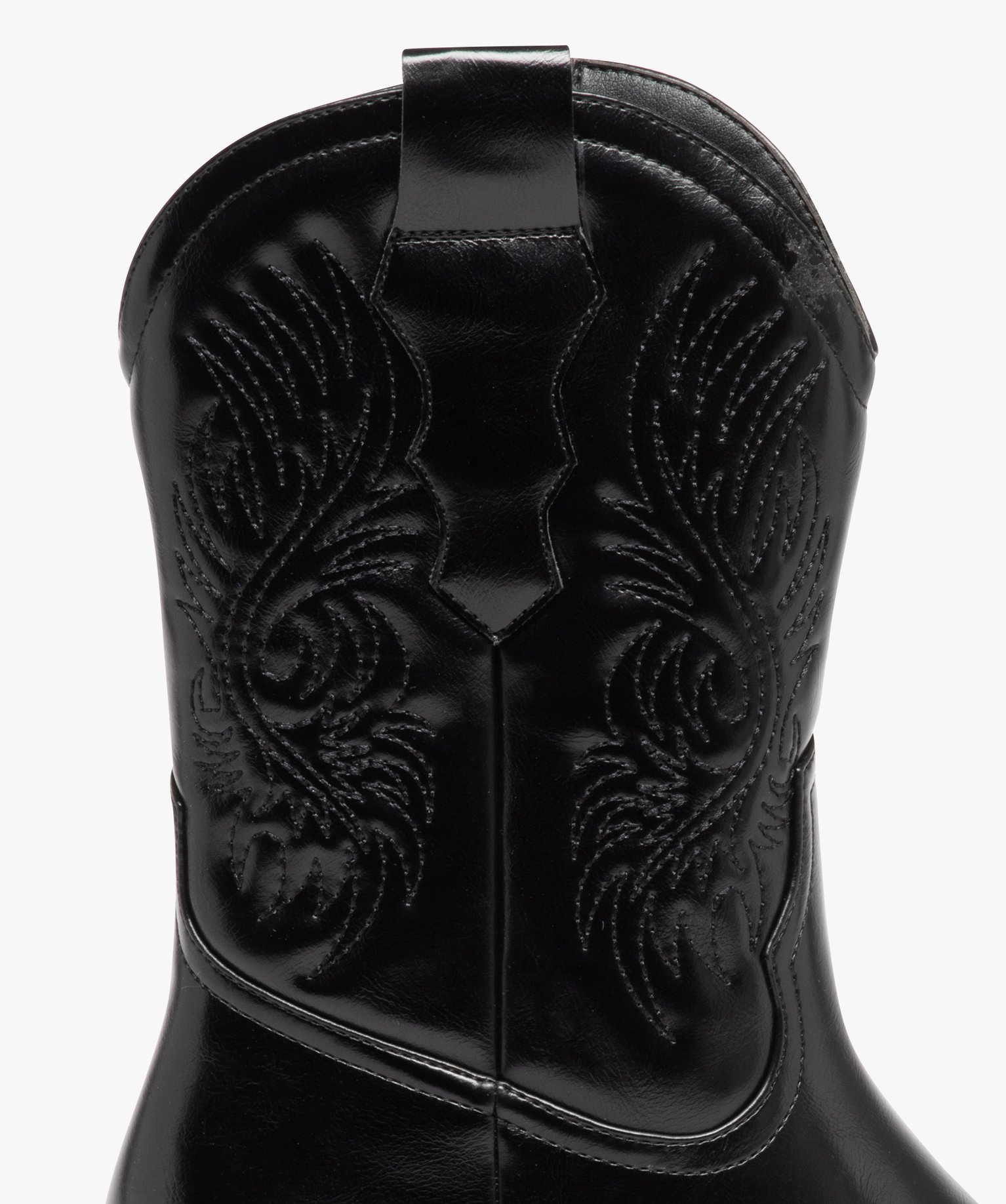 Bottes santiags à bout carré et broderies femme noir | GEMO