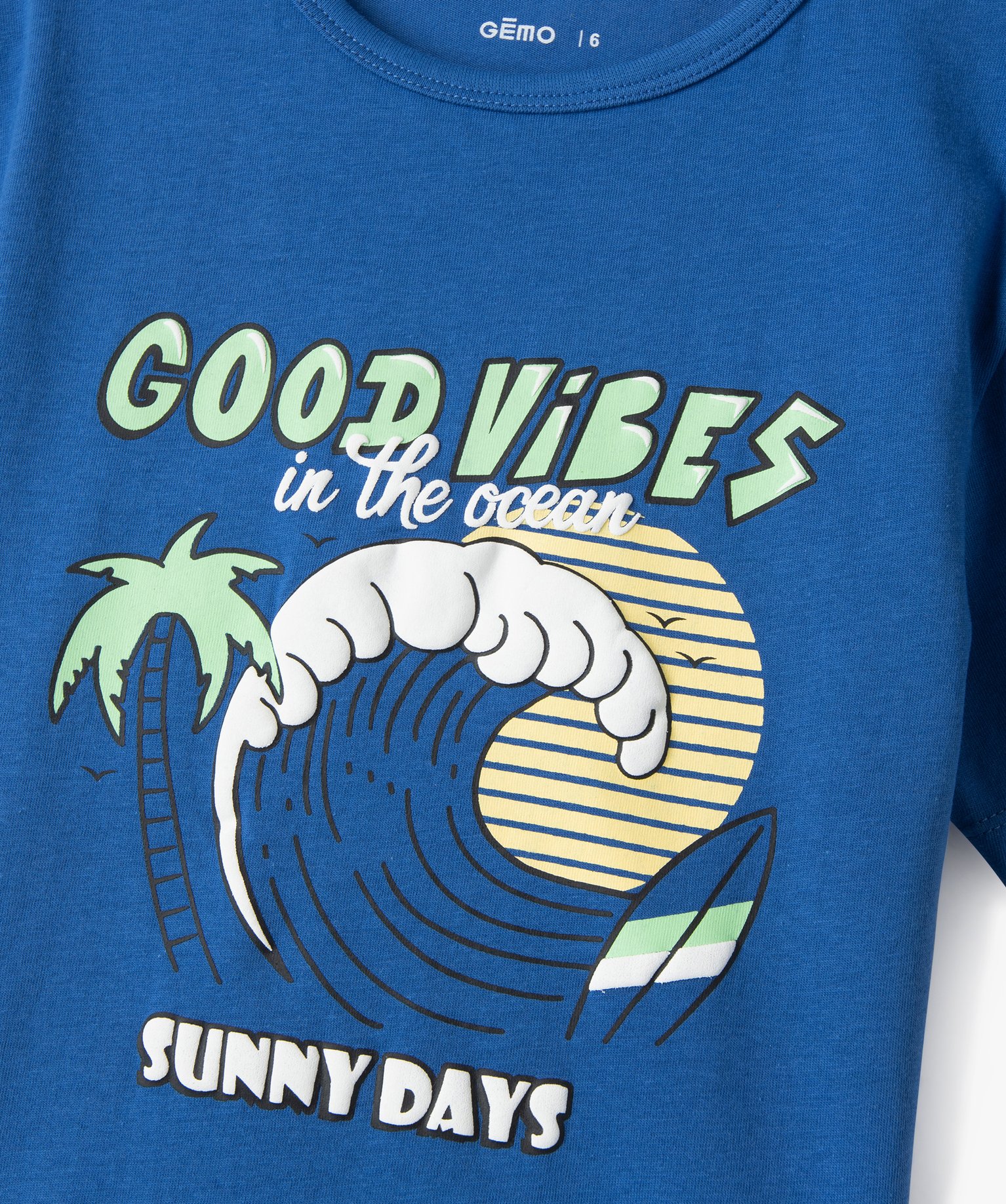 Tee-shirt Garçon à manches courtes avec motif estival bleu | GEMO