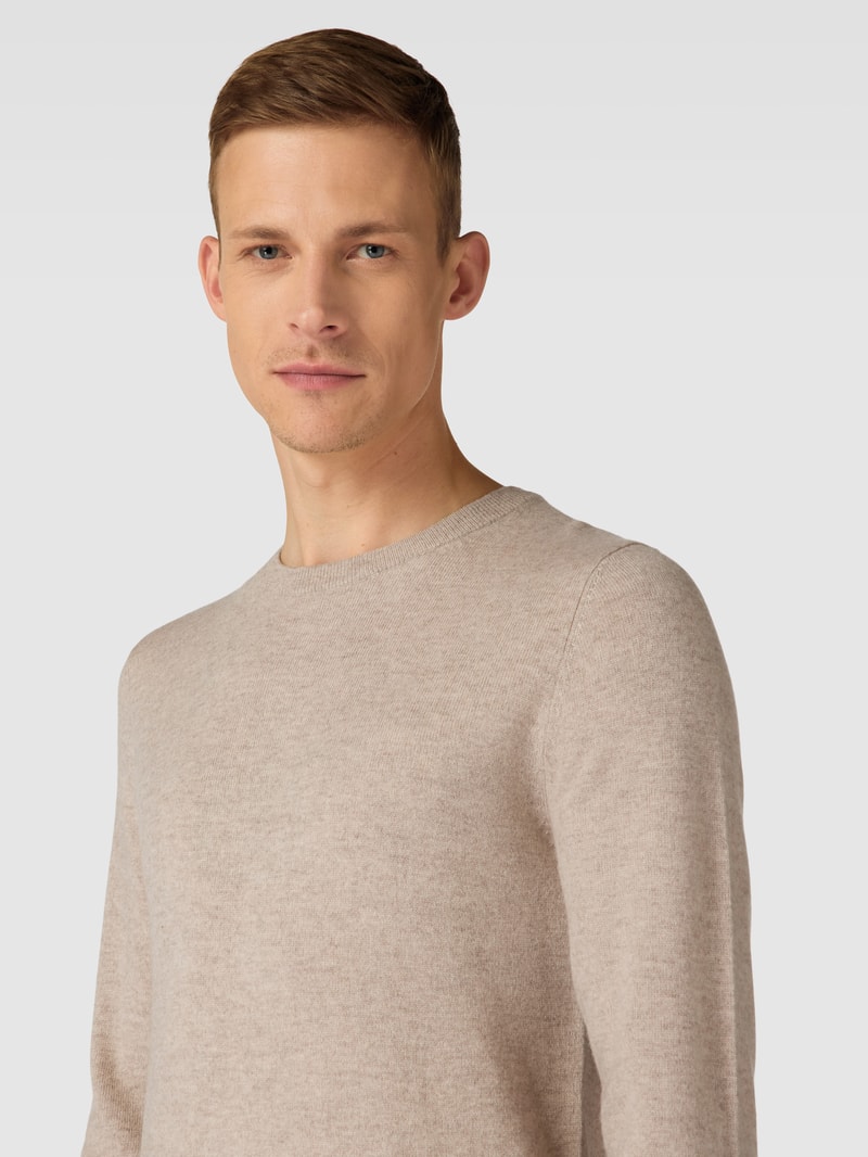 Strickpullover in melierter Optik in stein meliert