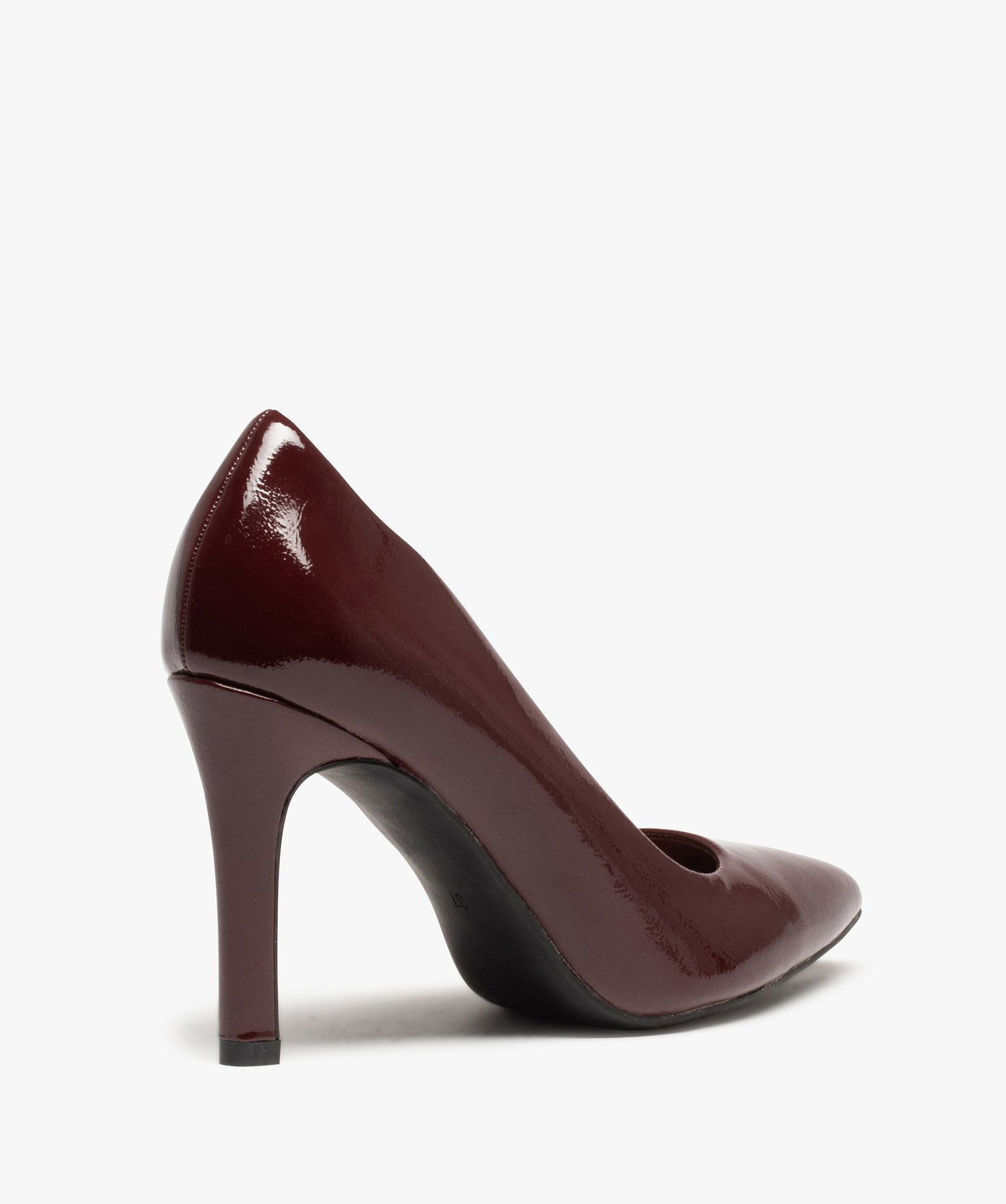 Escarpins femme vernis à talon aiguille et bout pointu rouge fonce | GEMO