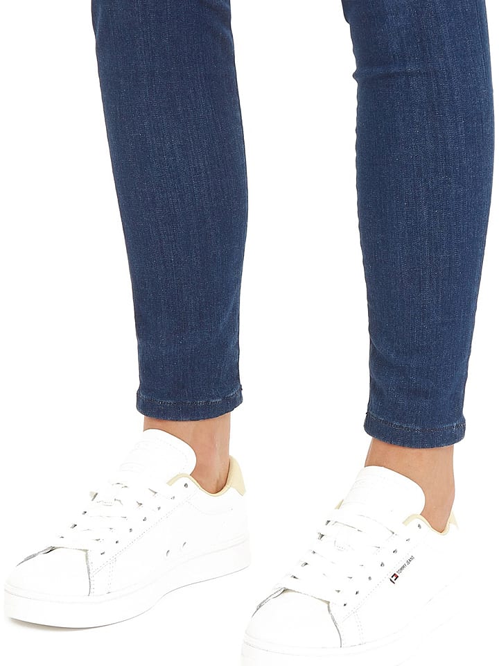 Tommy Hilfiger Shoes Leder-Sneakers in Weiß/ Gelb günstig kaufen