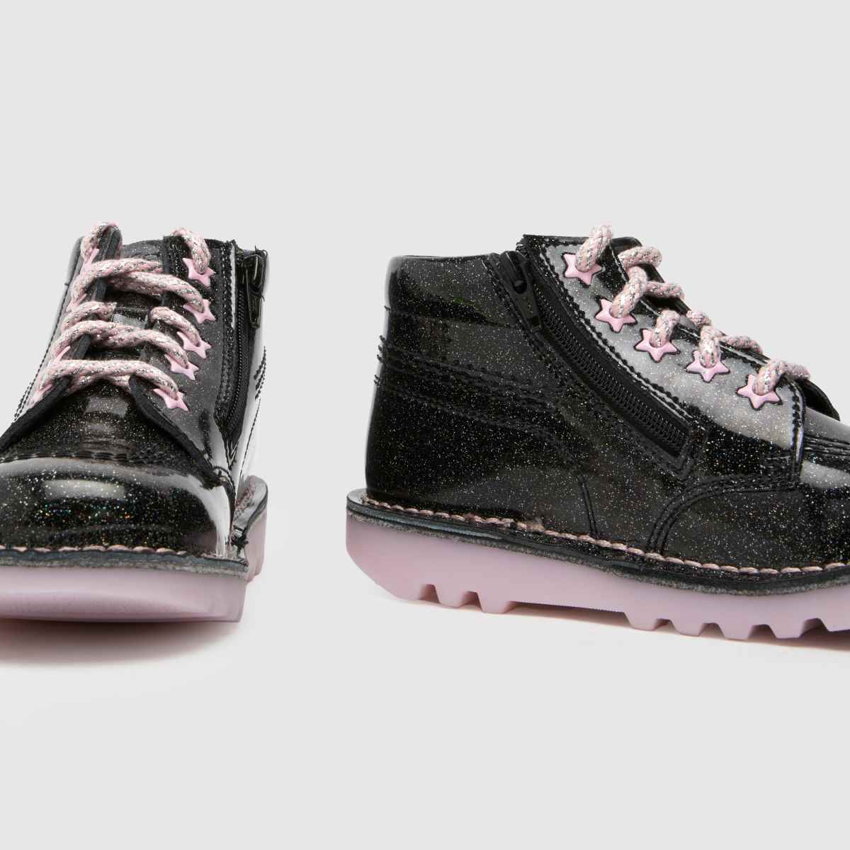 Černé dívčí batolecí boty Kickers Kick Hi Galactic