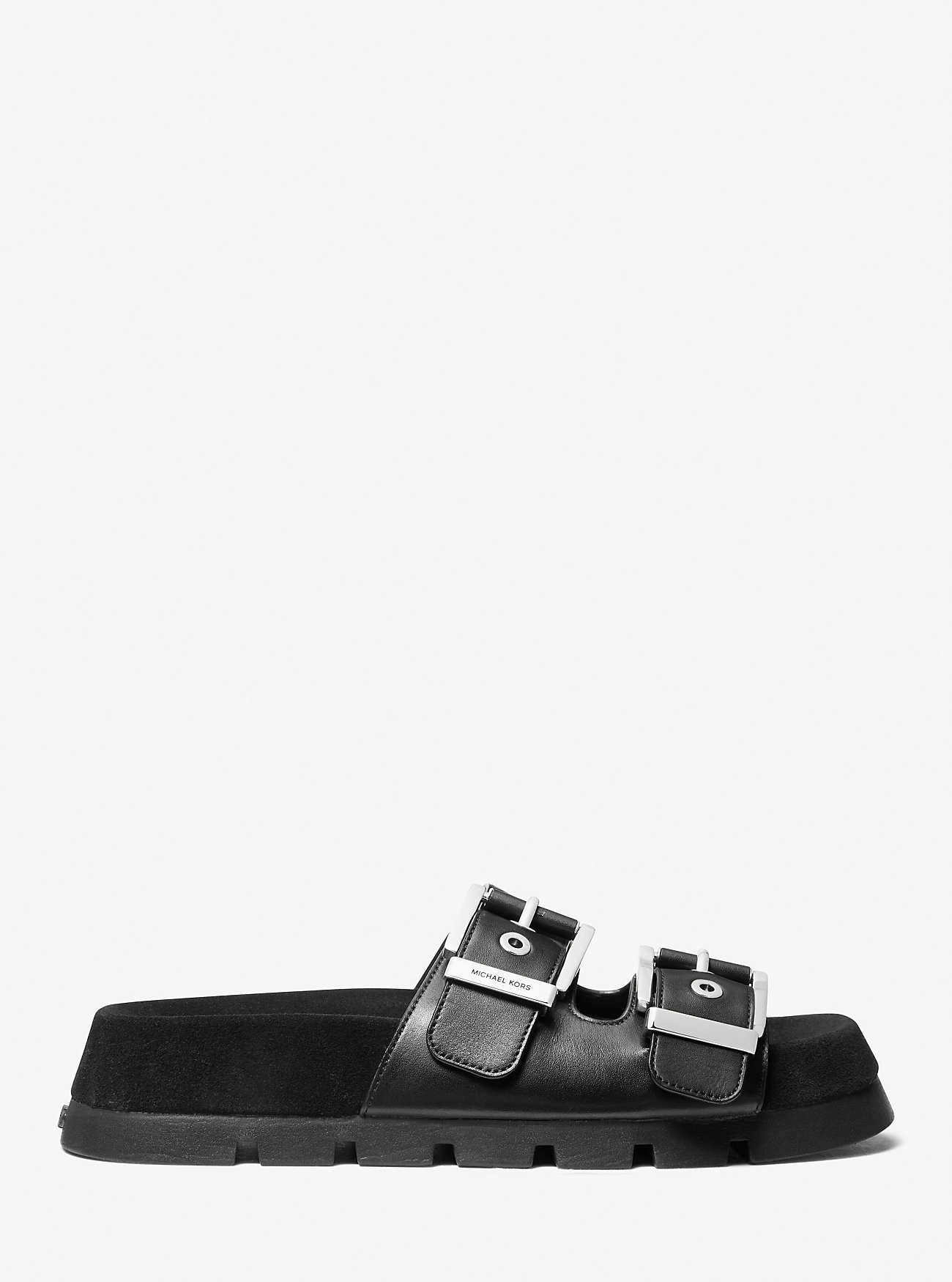 Colby Suede and Leather Flat Sandal - BLACK