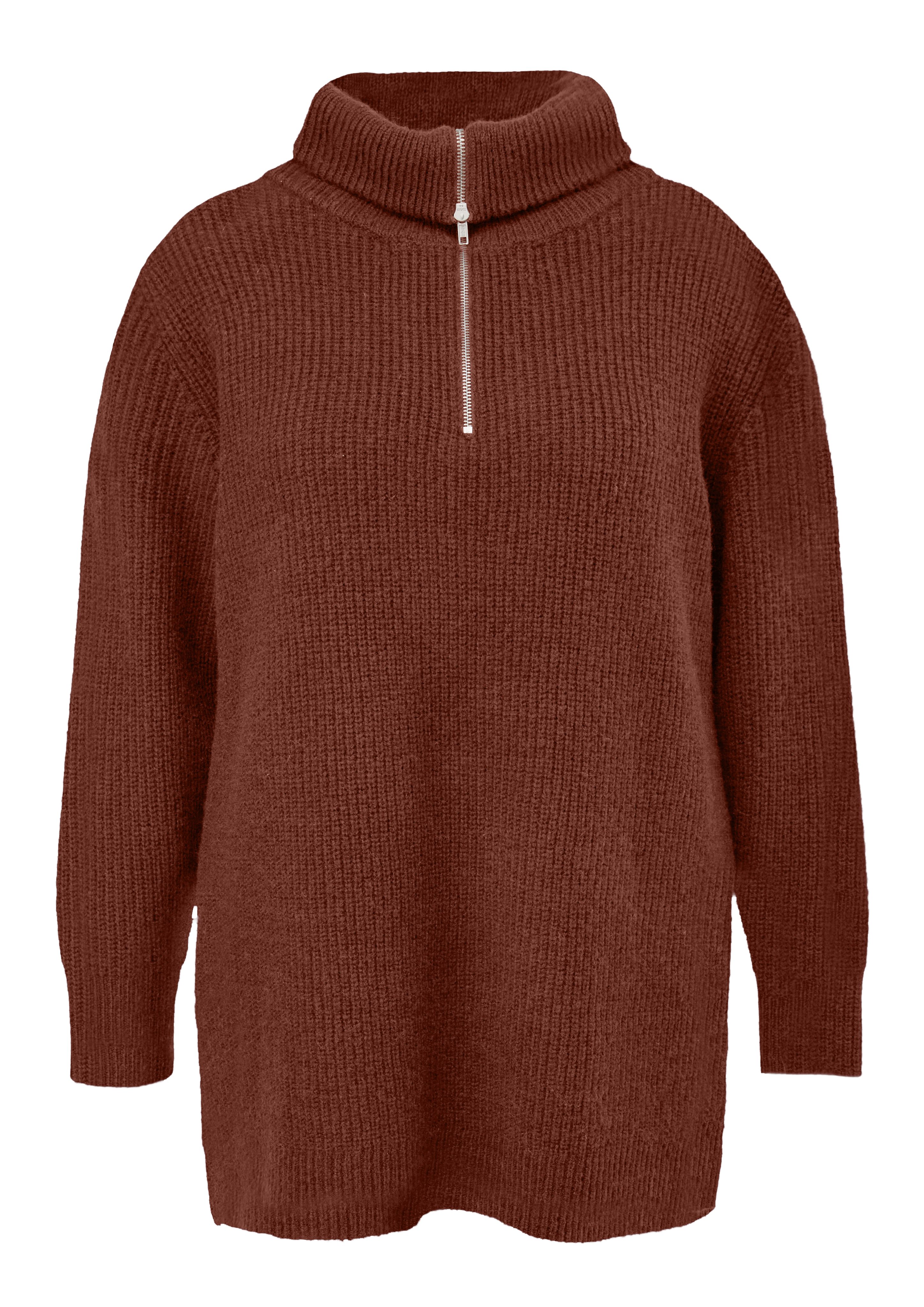 TRIANGLE Wollpullover mit kurzem Reißverschluss am Kragen