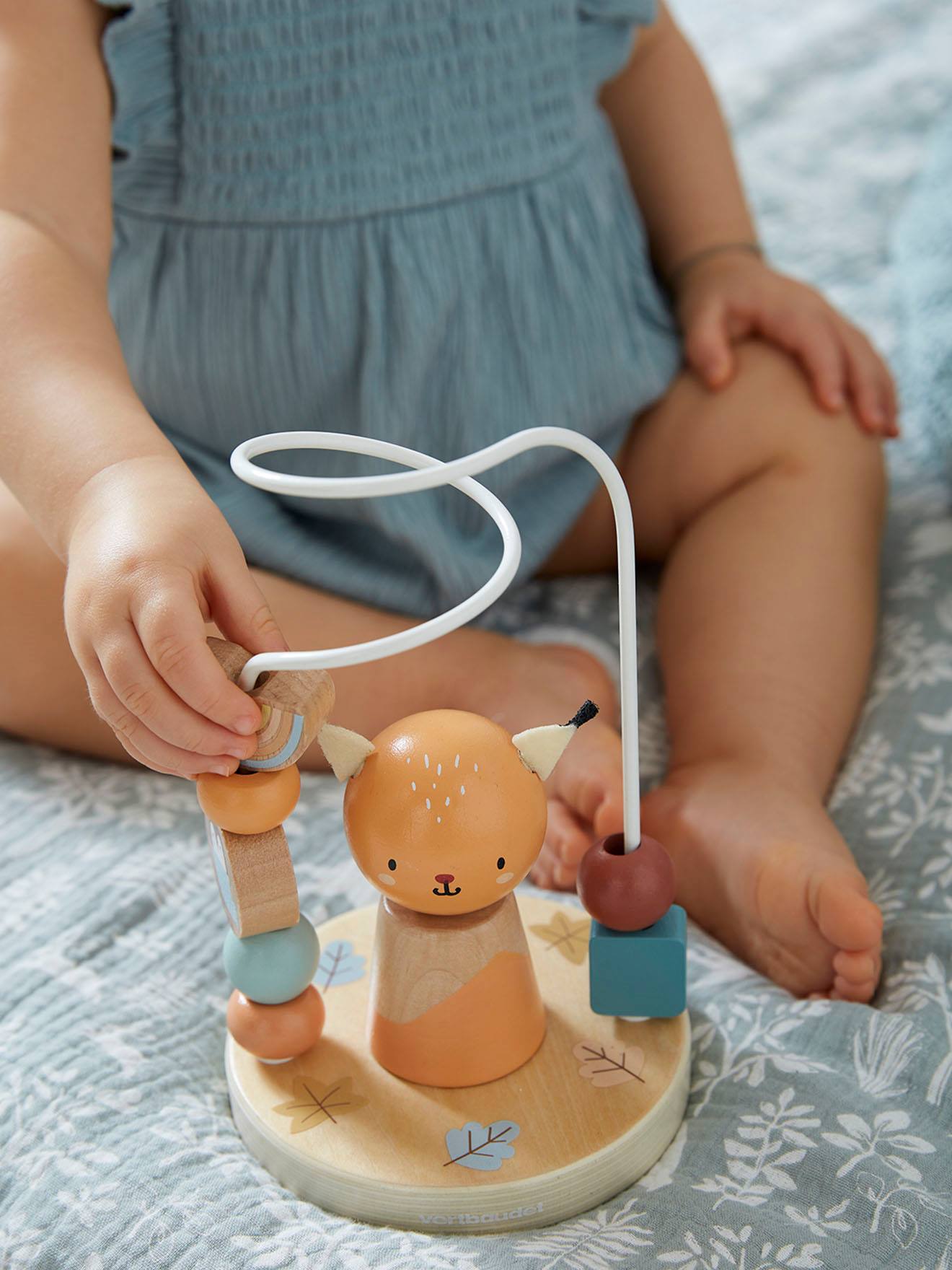 Vertbaudet Baby Motorikschleife Holz FSC - beige waldfreunde