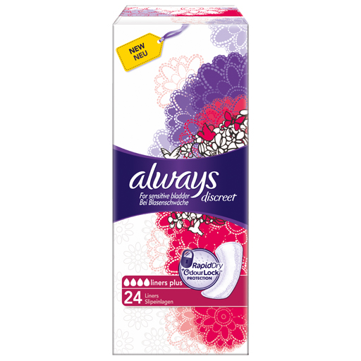 ALWAYS discreet Inkontinenz Liner plus Slipeinlag.  24 St  Binden