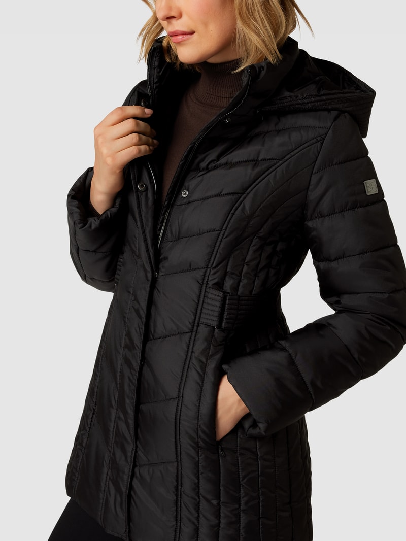 Steppjacke mit Taillengürtel in schwarz