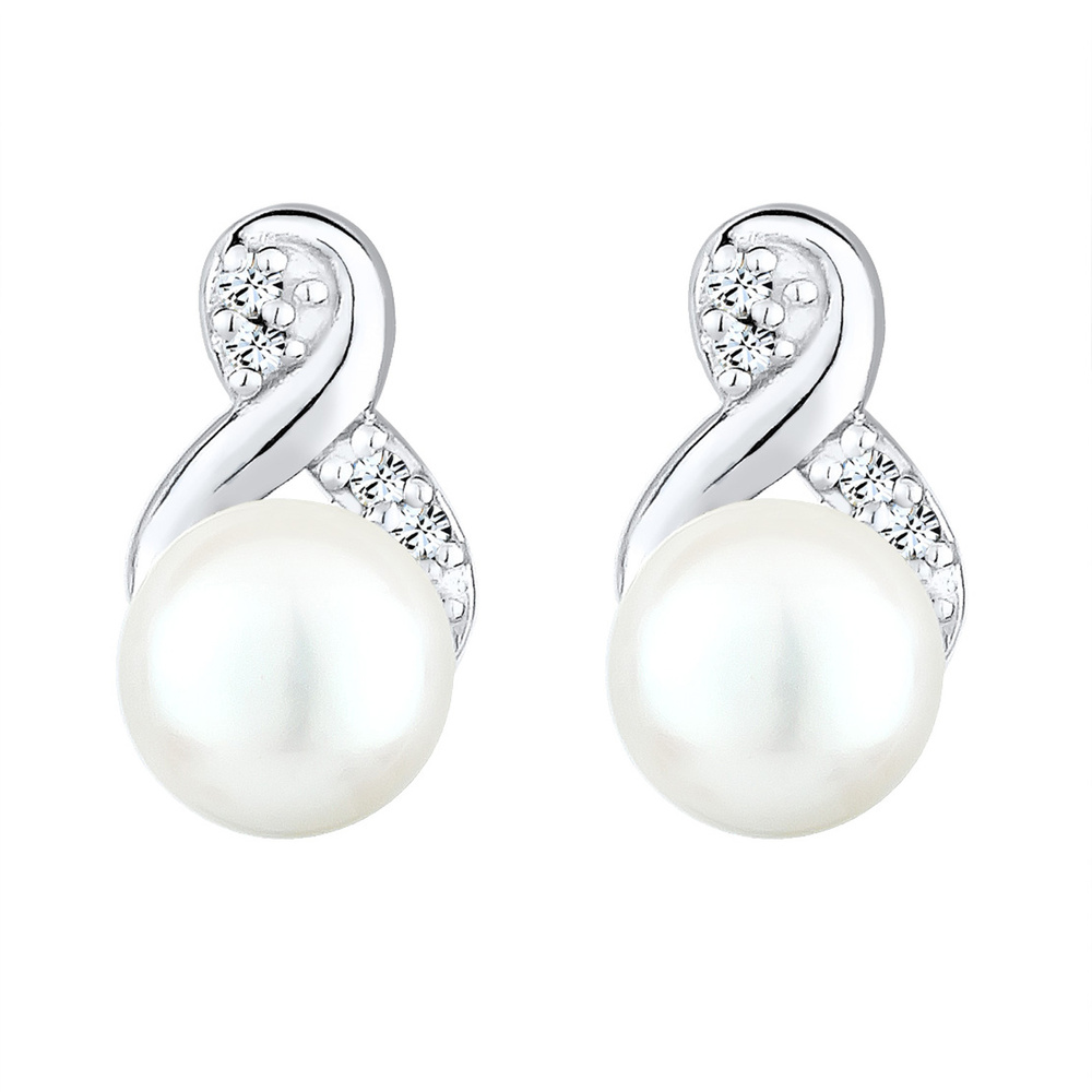 Elli Elli Boucles d'Oreilles Femmes Clous d'oreilles Infinity Élégant avec Perle d'eau Boucles d'oreilles