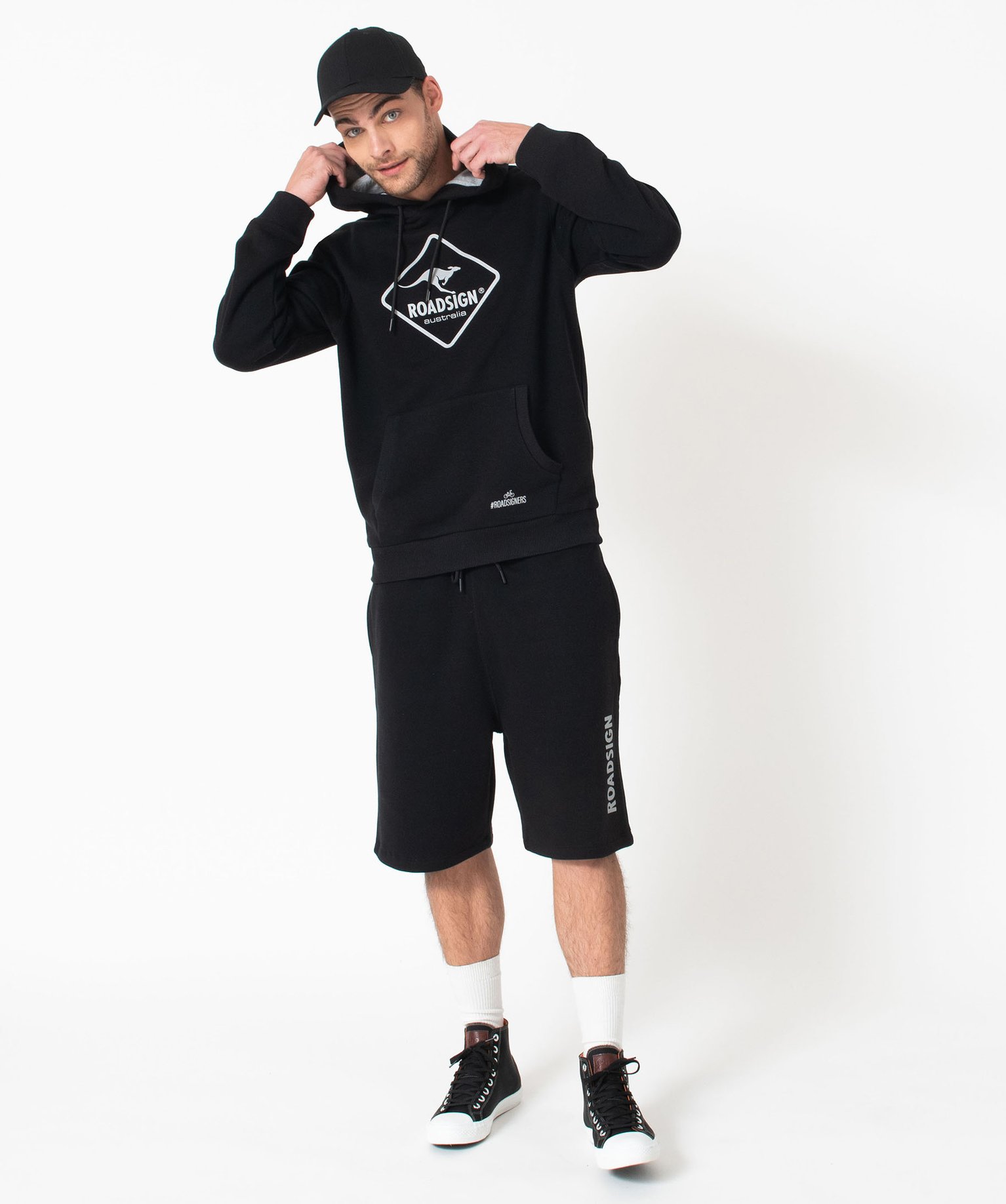 Sweat à capuche en molleton homme - Roadsign noir | GEMO