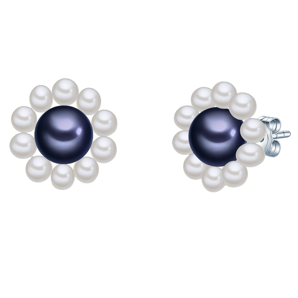 Valero Pearls Puce d'oreille en perle Fleur Perle de culture d'eau douce Perle de culture d'eau Boucles d'oreilles