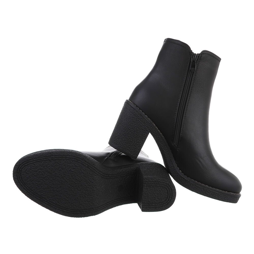 Ital-Design Damen Freizeit High-Heel-Stiefelette Blockabsatz High-Heel Stiefeletten in Schwarz