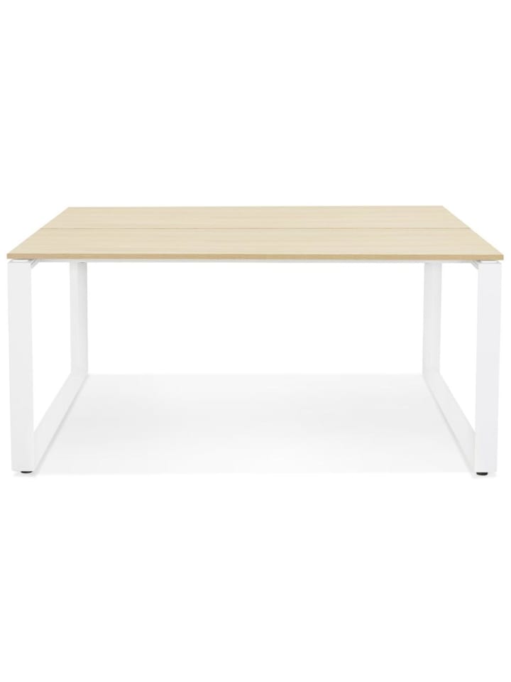 KADIMA DESIGN Schreibtisch 140x140 cm funktional minimalistisch ergonomisch in Beige-Weiß günstig kaufen