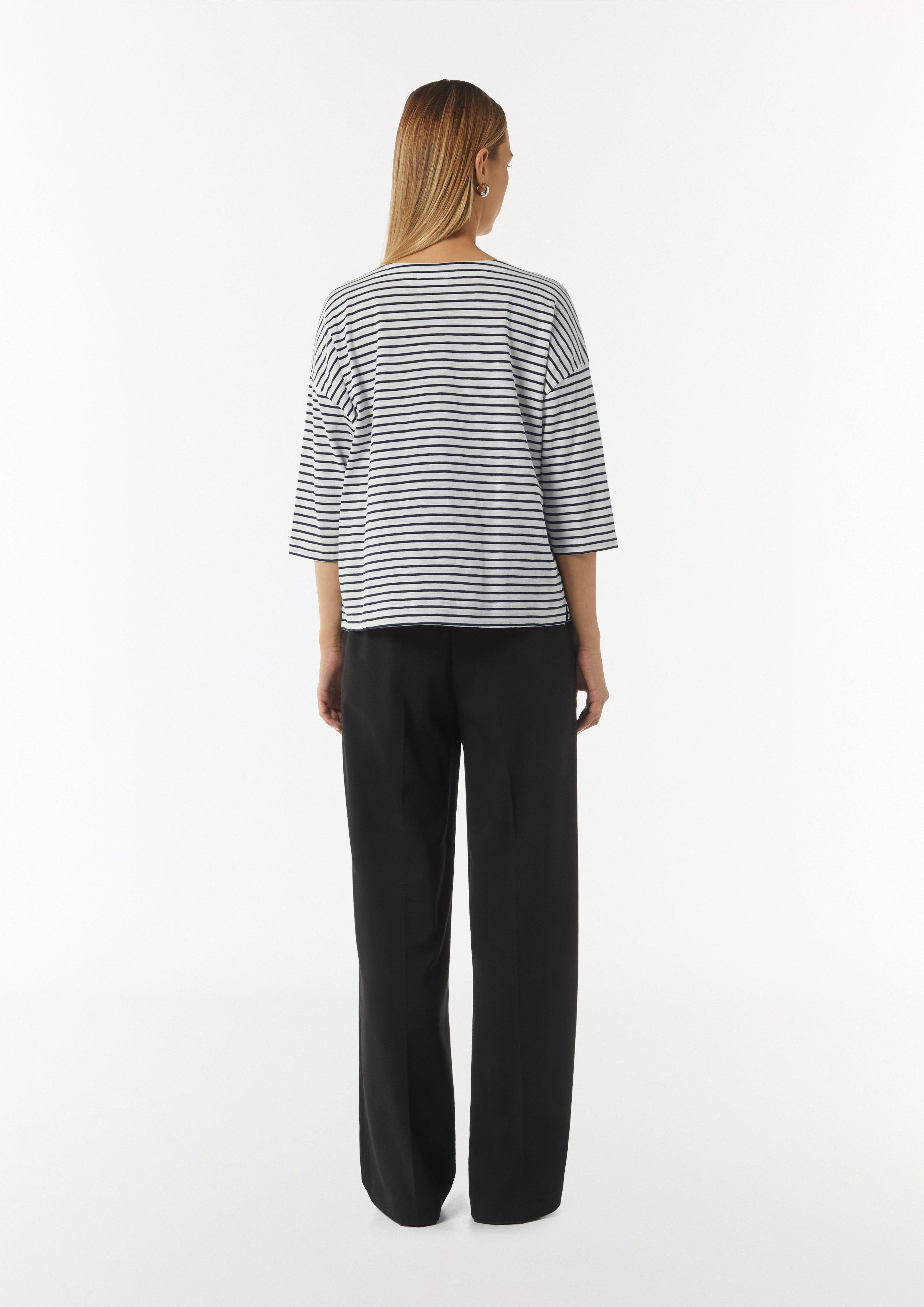 Gestreiftes T-Shirt mit 3/4-Arm - tiefblau