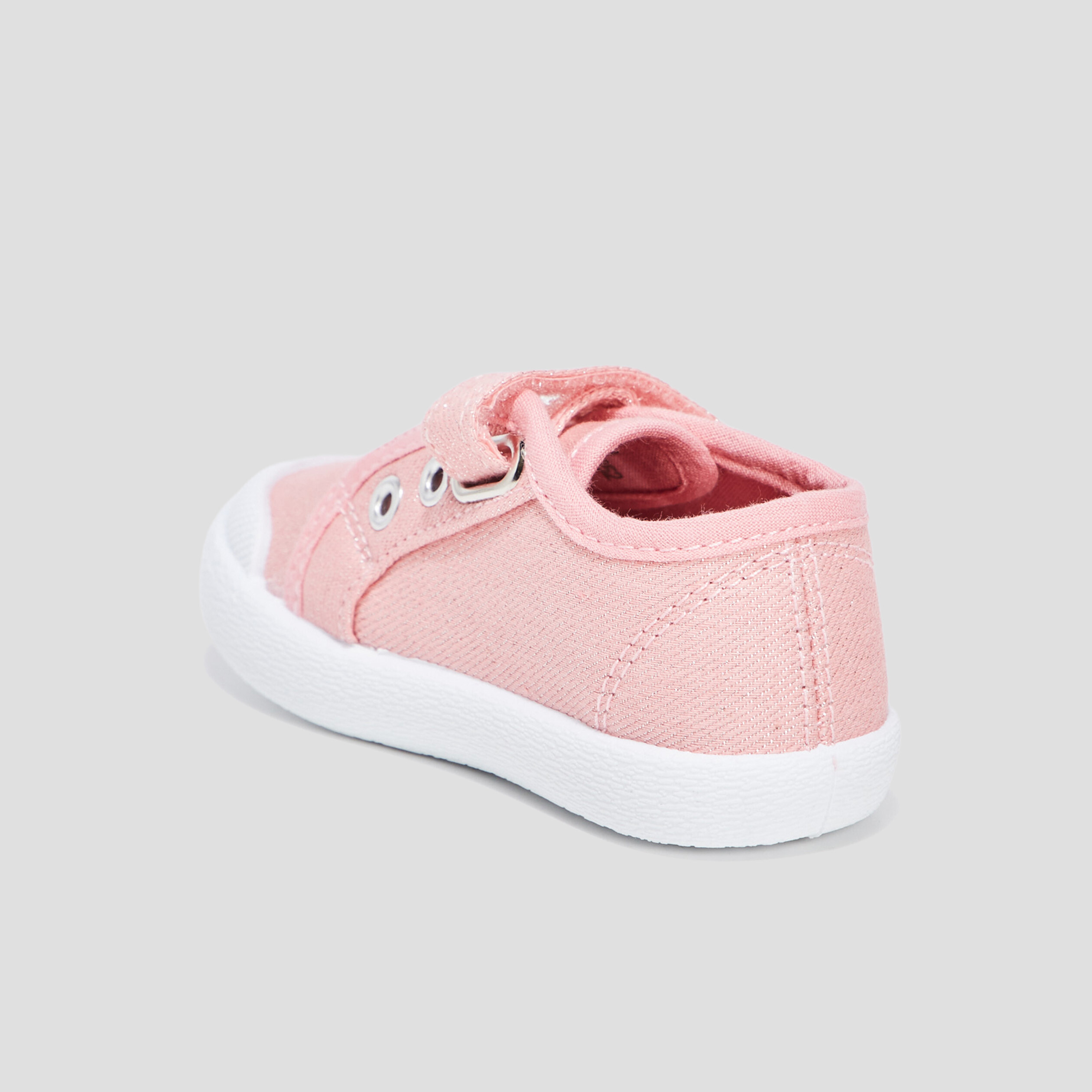 Tennis en toile à scratchs rose bébé fille | La Halle