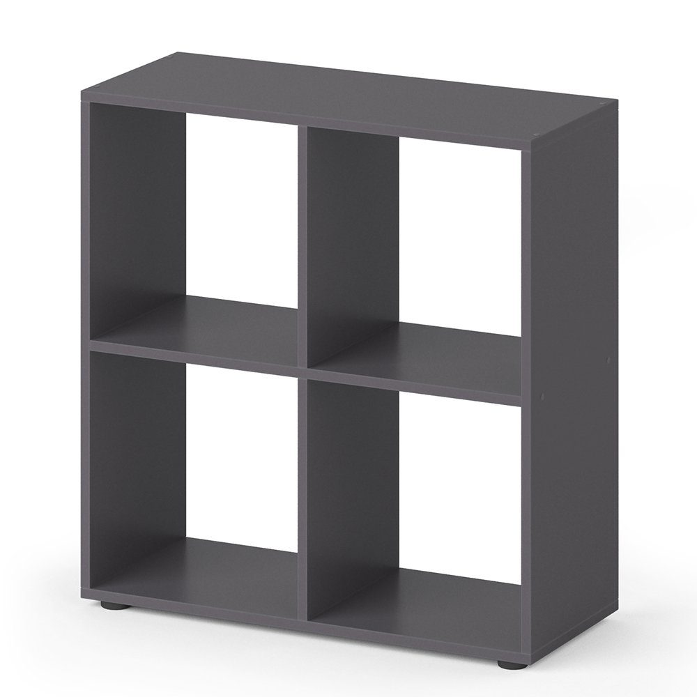 Vicco Raumteiler Standregal Bücherregal TETRA 4 Fächer Grau