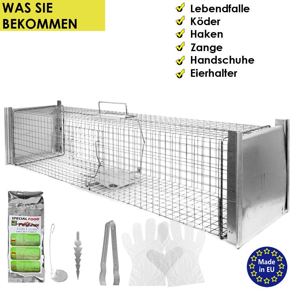 Petigi Köderbox Tierfalle Lebendfalle Marderfalle Stable Drahtfalle 120 x 26 x 26 cm