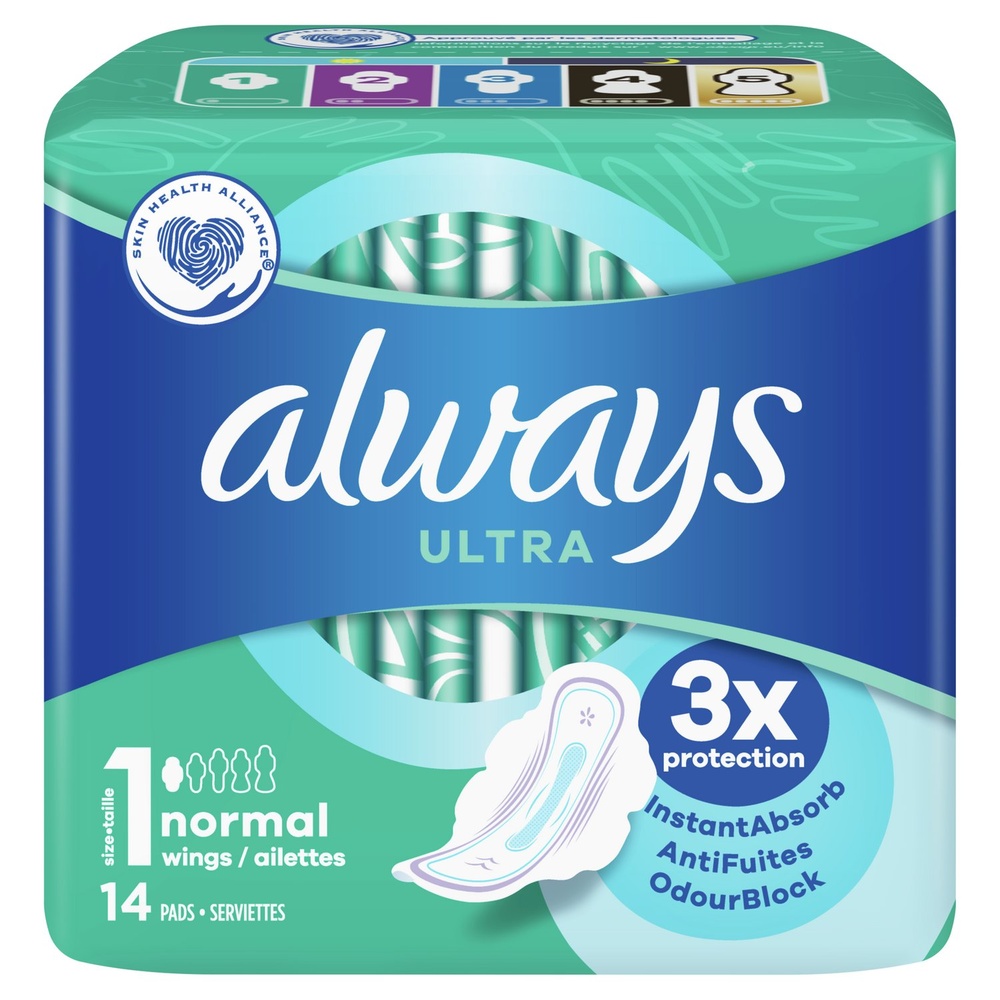always Always Ultra Serviettes Hygiéniques Normal (T1) Avec Ailettes Serviettes Hygiéniques