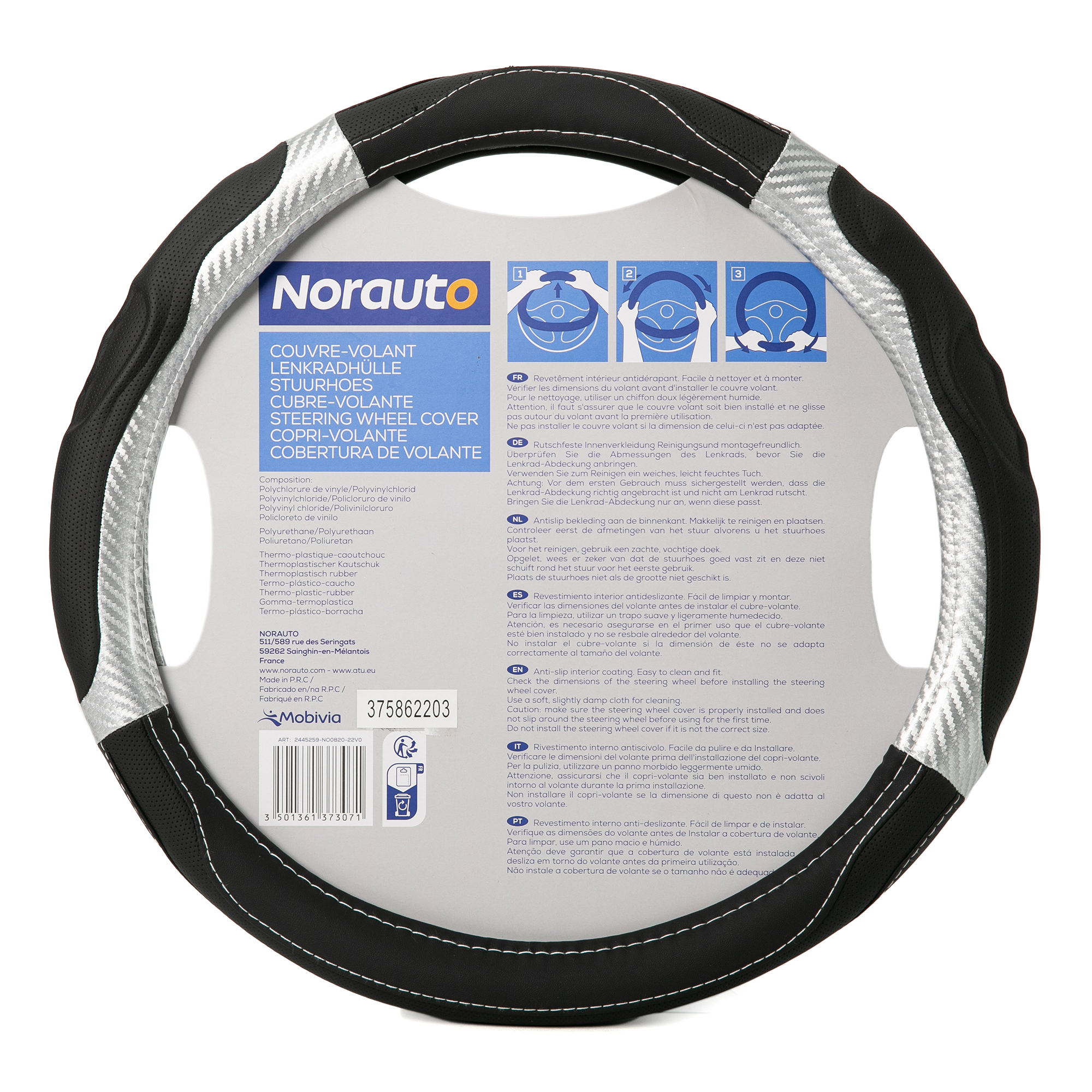 Norauto schwarz-silberner Carbon-Lenkradbezug - ATU