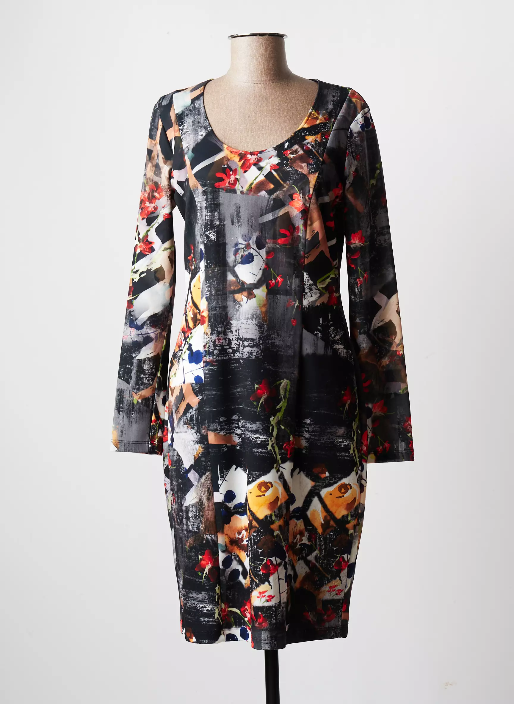 Eroke Robes Mi Longues Femme couleur gris