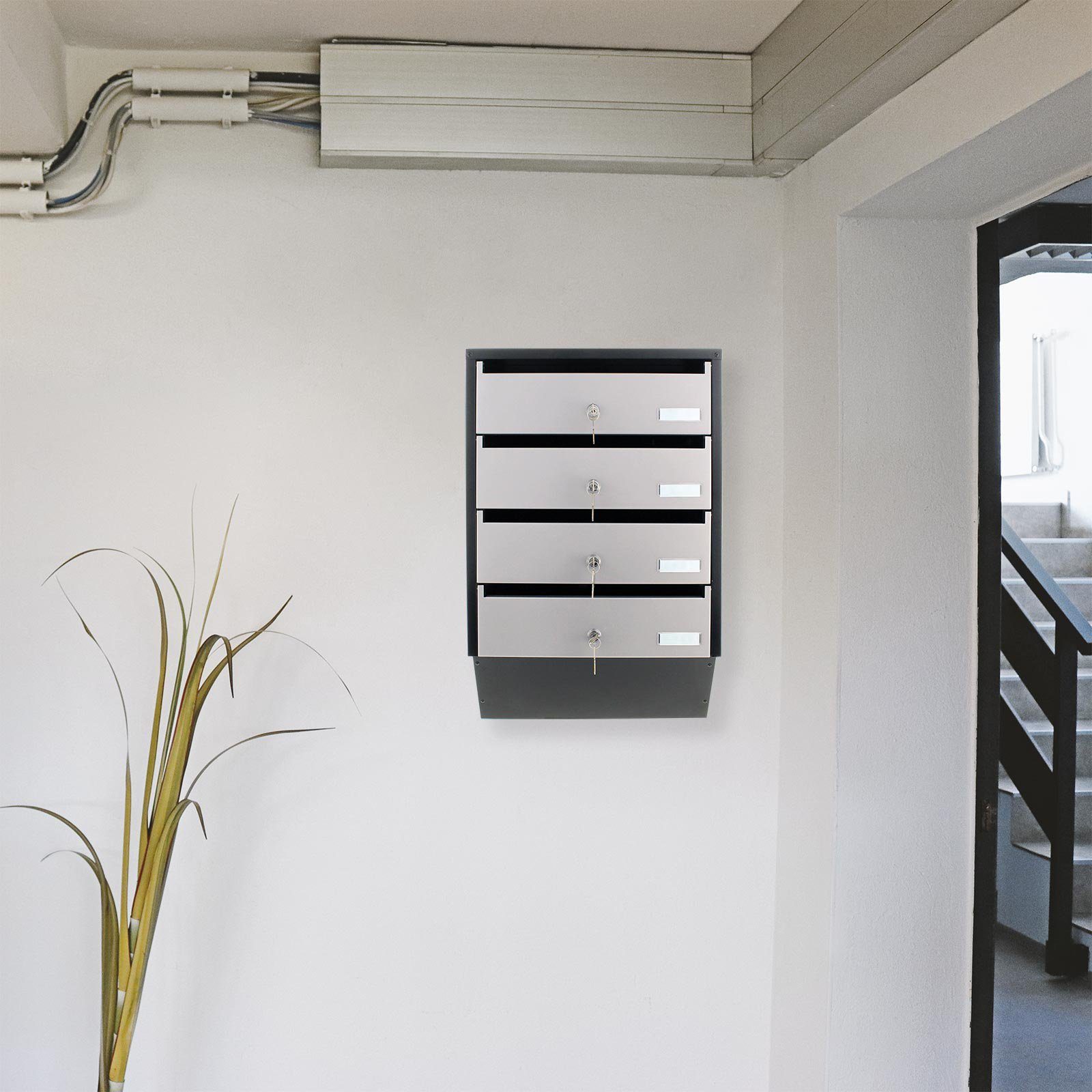 Profirst Wandbriefkasten Profirst Briefkastenanlage Quattro silber/schwarz
