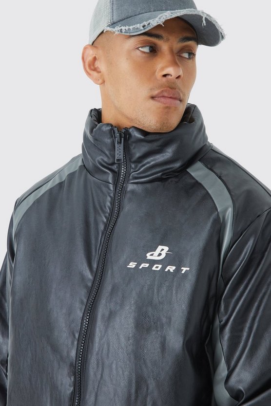 Kastige PU Moto-Steppjacke