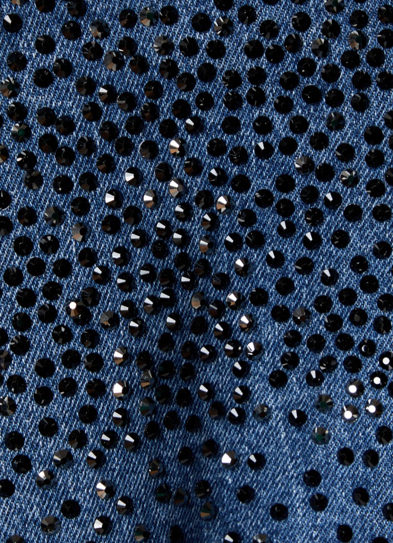 7 For All Mankind Oli Trucker džinsa jaka ar mākslīgajiem akmentiņiem