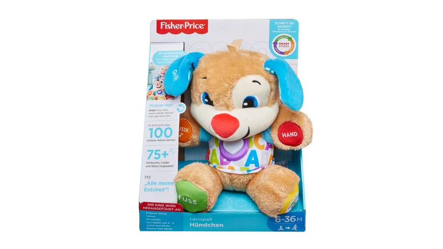 Fisher-Price Lernspaß Hündchen, Baby-Spielzeug mit Musik, Kuscheltier, Lernspielzeug