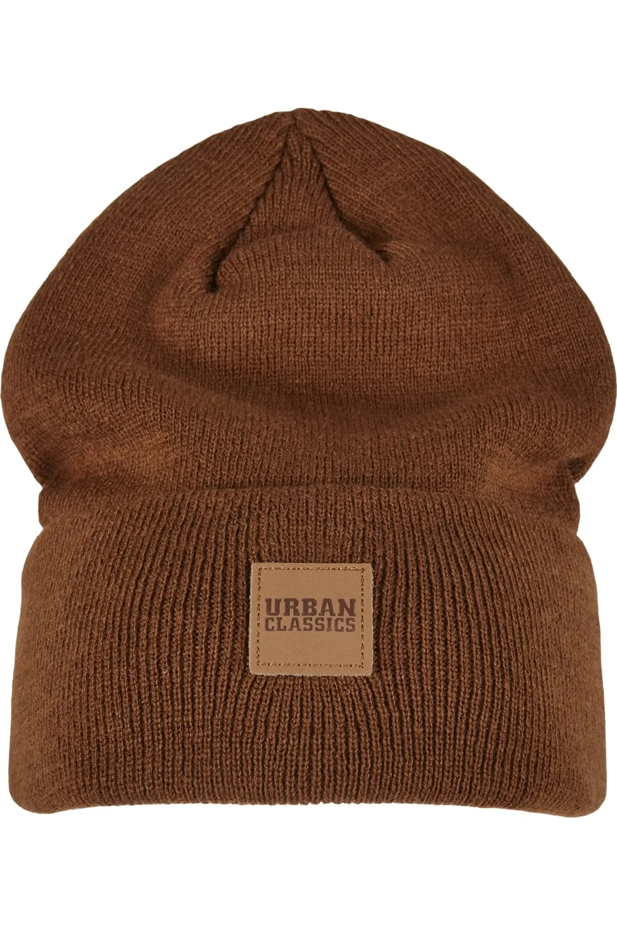 Urban Classics  Unisex Lange Beanie mit Kunstlederpatch