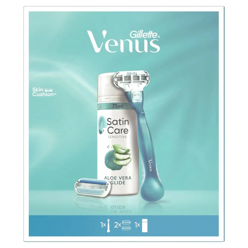 „Gillette Venus Smooth“ moteriškas skustuvo rinkinys + „Satin Care“ gelis