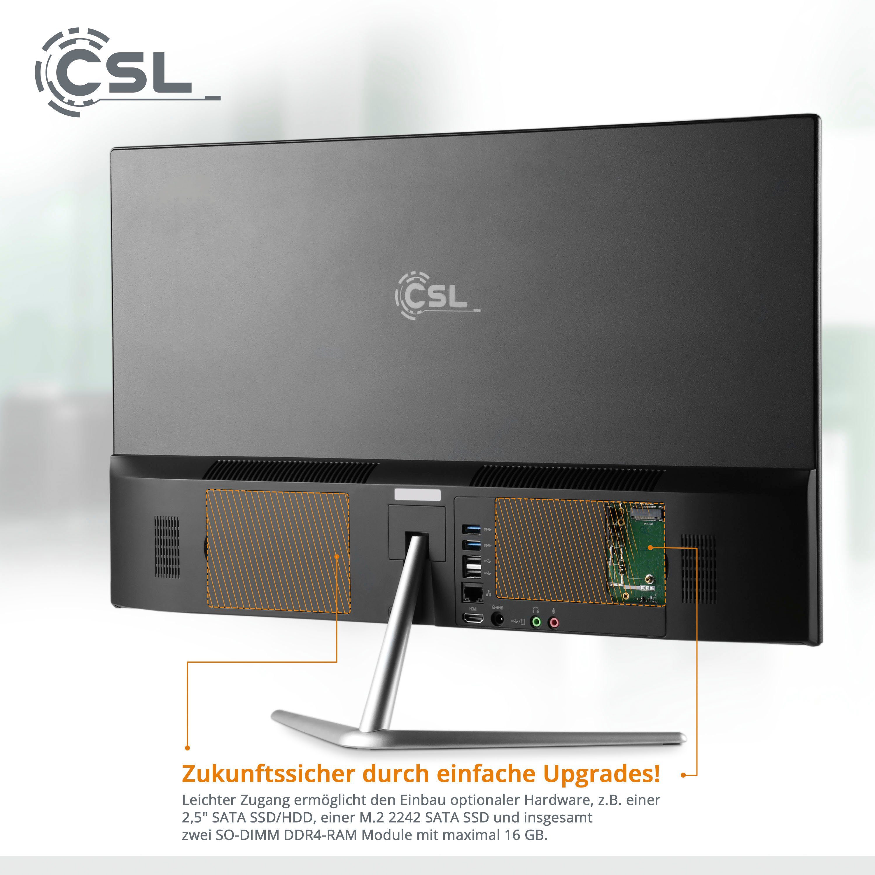 CSL Unity F24-GLS mit Windows 10 Pro All-in-One PC (23,8 Zoll, Intel Celeron N4120, UHD Graphics 600, 8 GB RAM, 128 GB SSD)