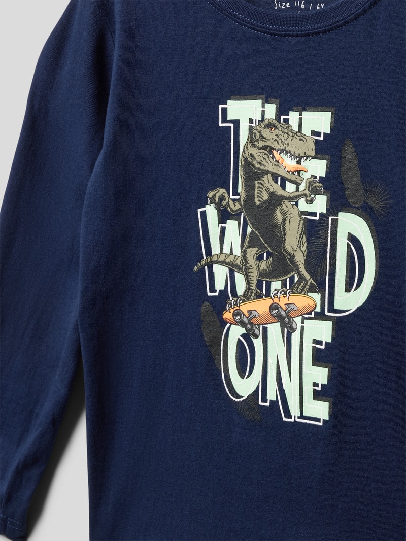 Longsleeve mit Motiv-Print in blau