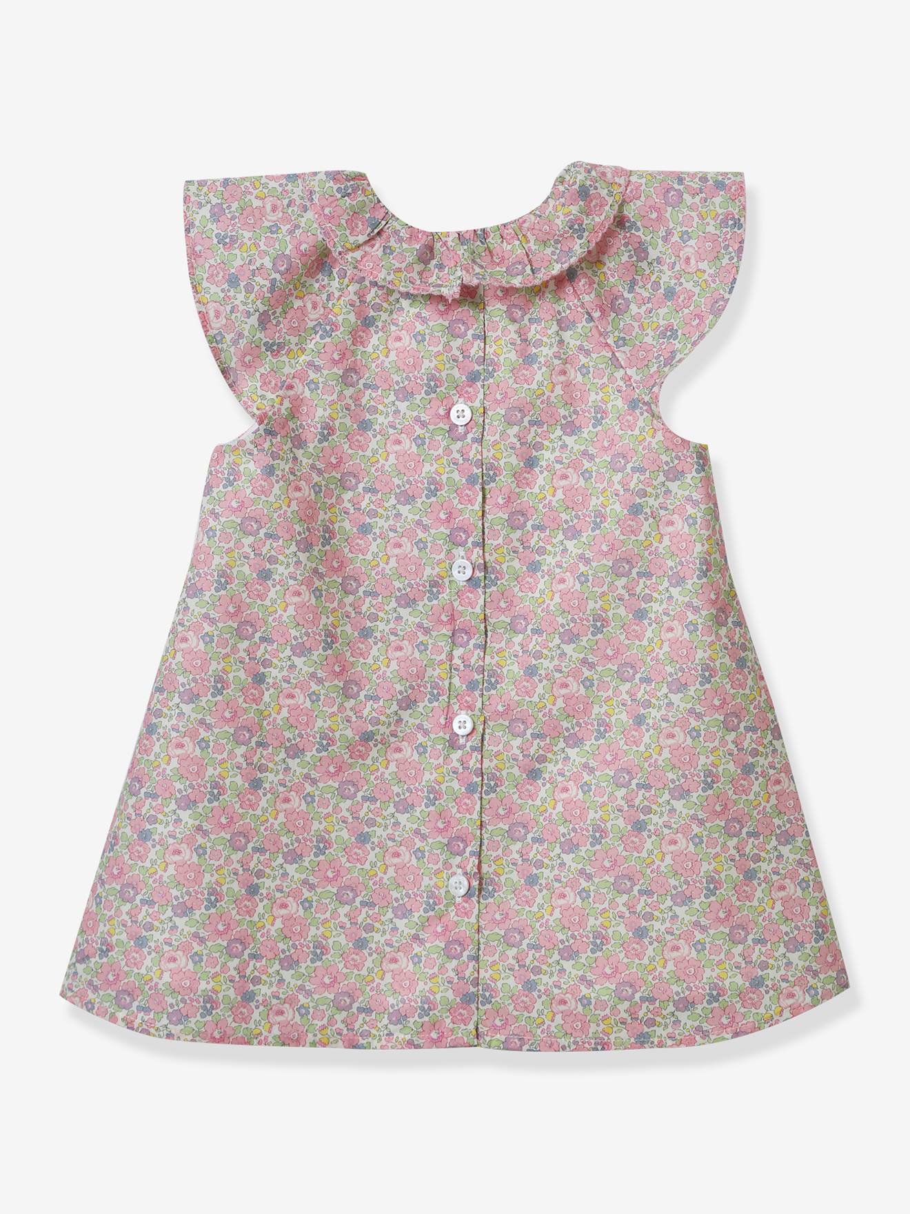 Robe bébé en tissu Liberty® CYRILLUS rose imprimé