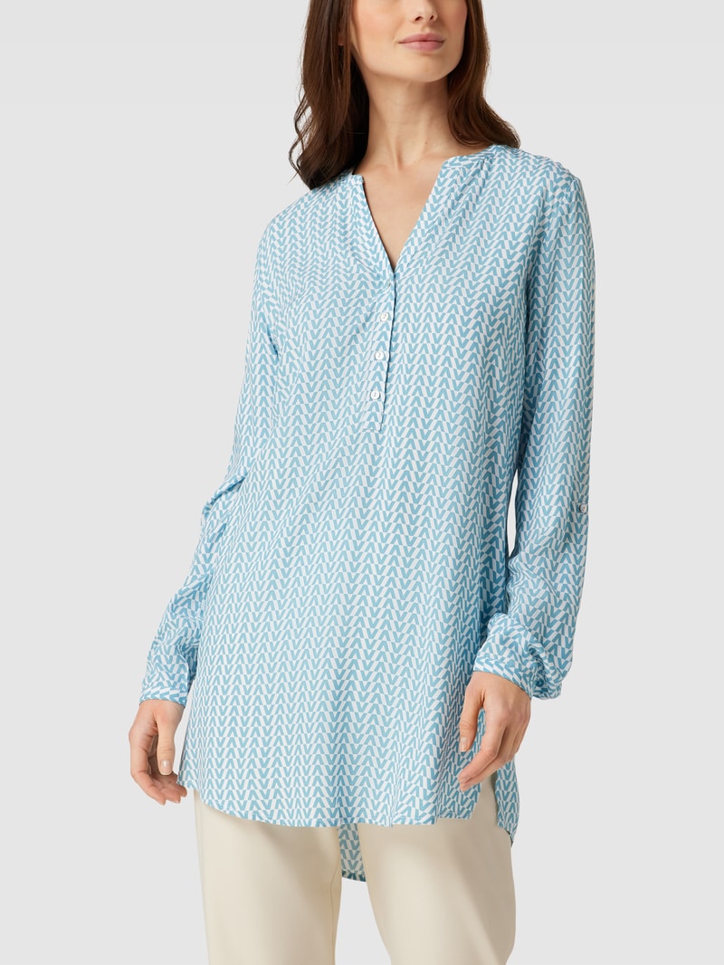Blusenshirt mit Allover-Muster in lagune