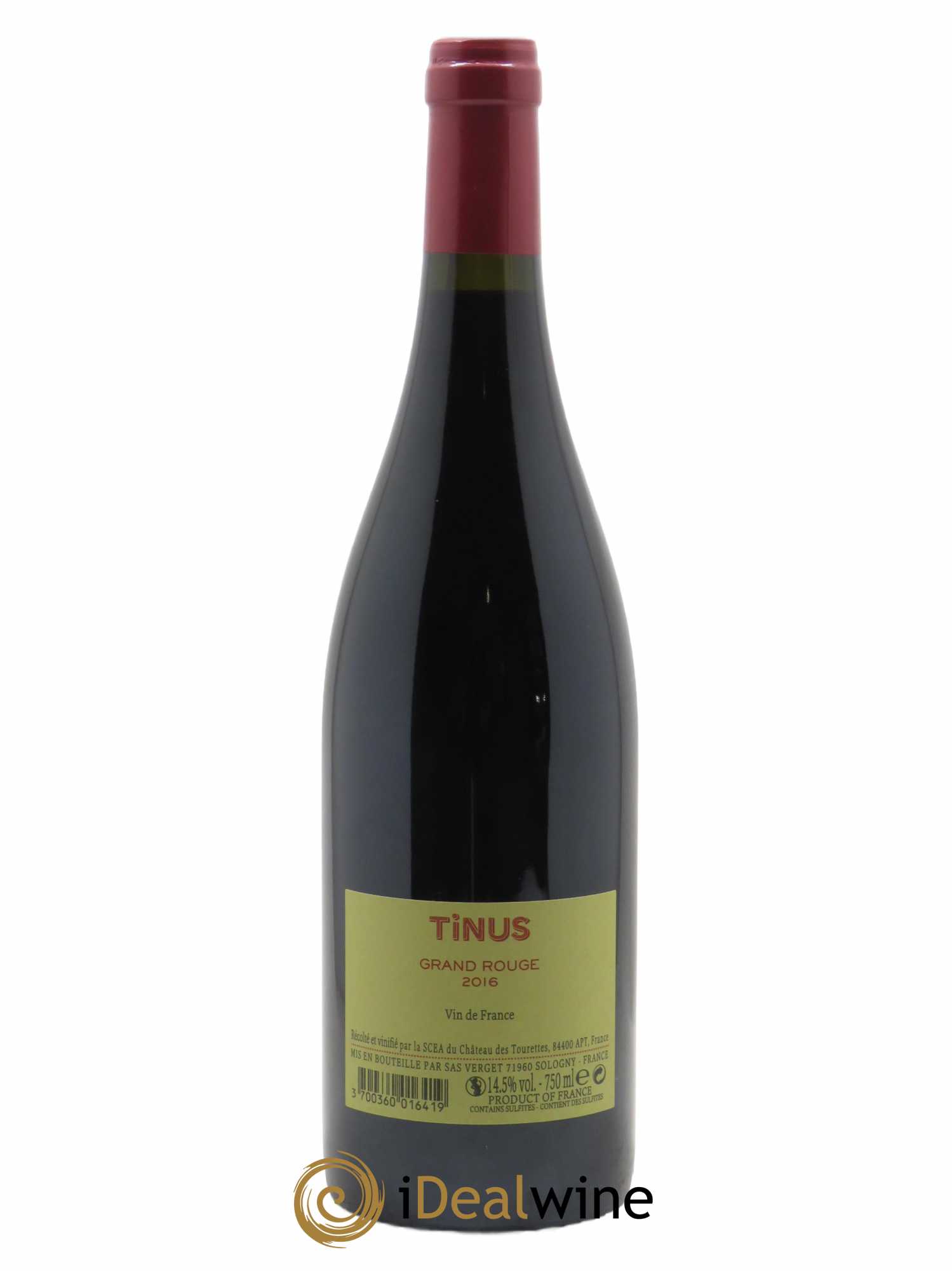 Vin de France Château des Tourettes Tinus Grand Rouge Jean-Marie Guffens  2016 - Lot de 1 Bouteille