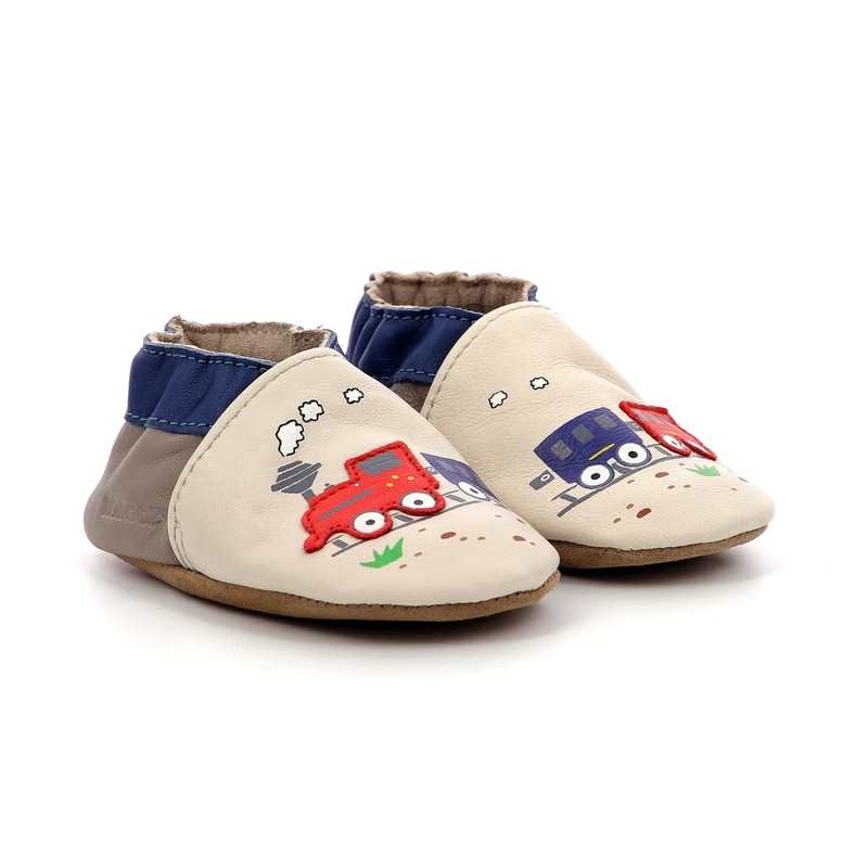 Chaussons cuir tannage vegetal Funny Train