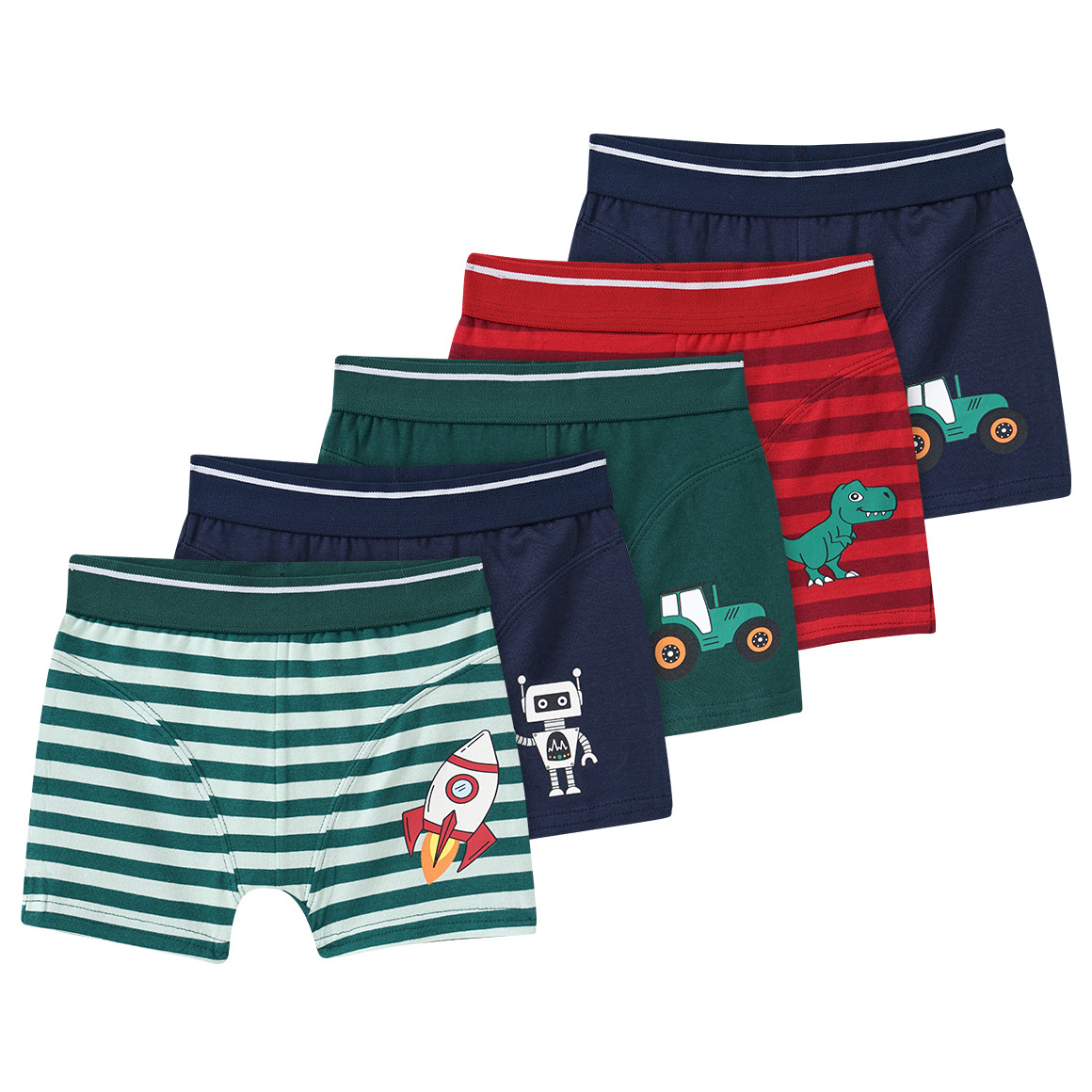 5 Jungen Boxer in verschiedenen Dessins