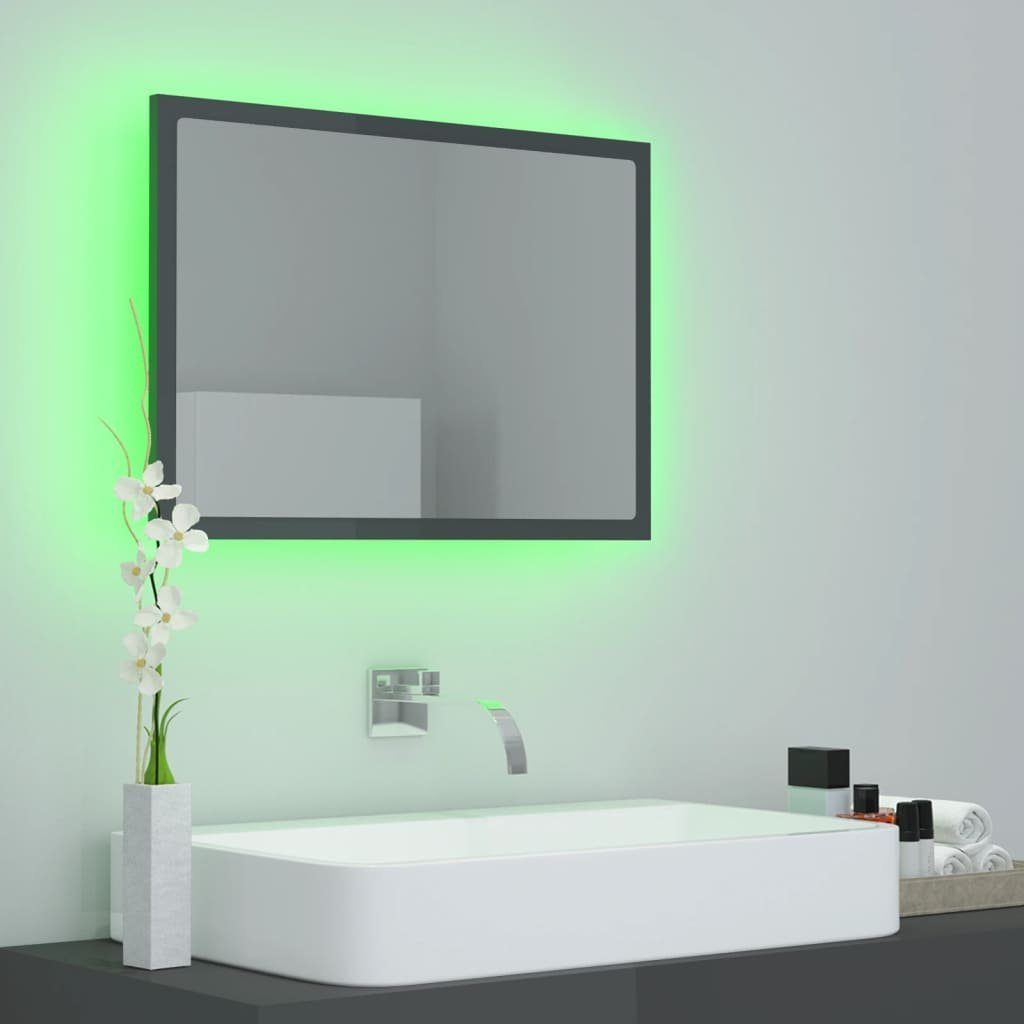 vidaXL Badezimmerspiegelschrank LED-Badspiegel Hochglanz-Grau 60x8,5x37 cm Acryl (1-St)