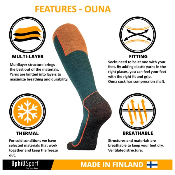 UphillSport - Ouna Alpine Ski 4-Layer Compression M5 with Merino - Skisocken
