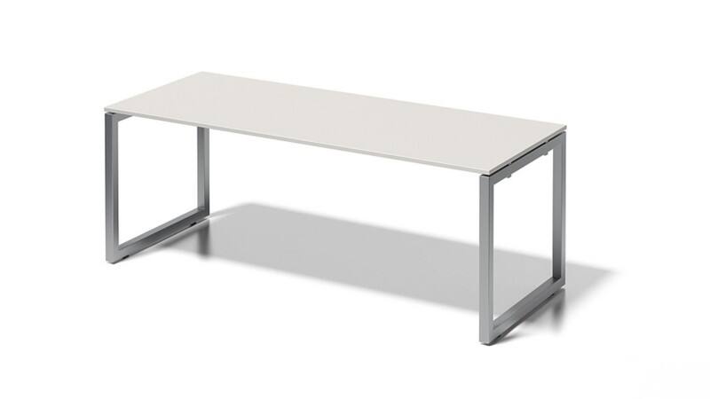 Cito Schreibtisch, 740 mm höhenfixes O-Gestell, H 19 x B 2000 x T 800 mm, Dekor grauweiß, Gestell silber