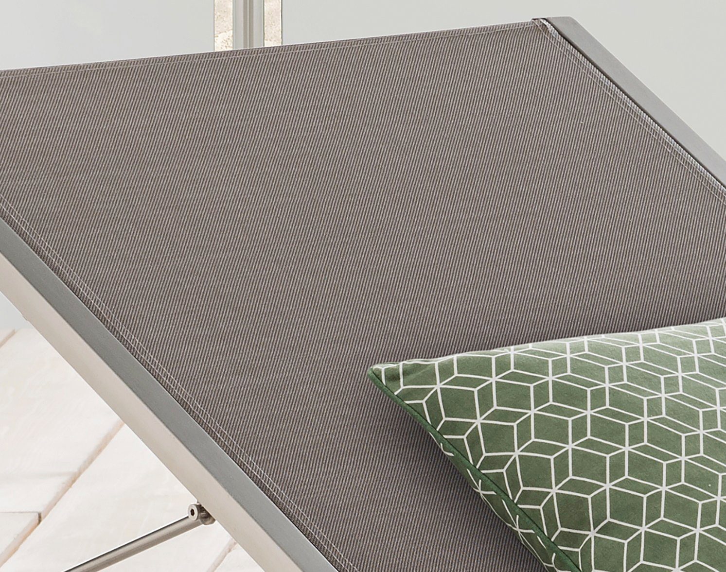 Destiny Gartenliege MACAO, Edelstahl mit Rollen, 210x65x35cm, verstellbar, Texilenebespannung