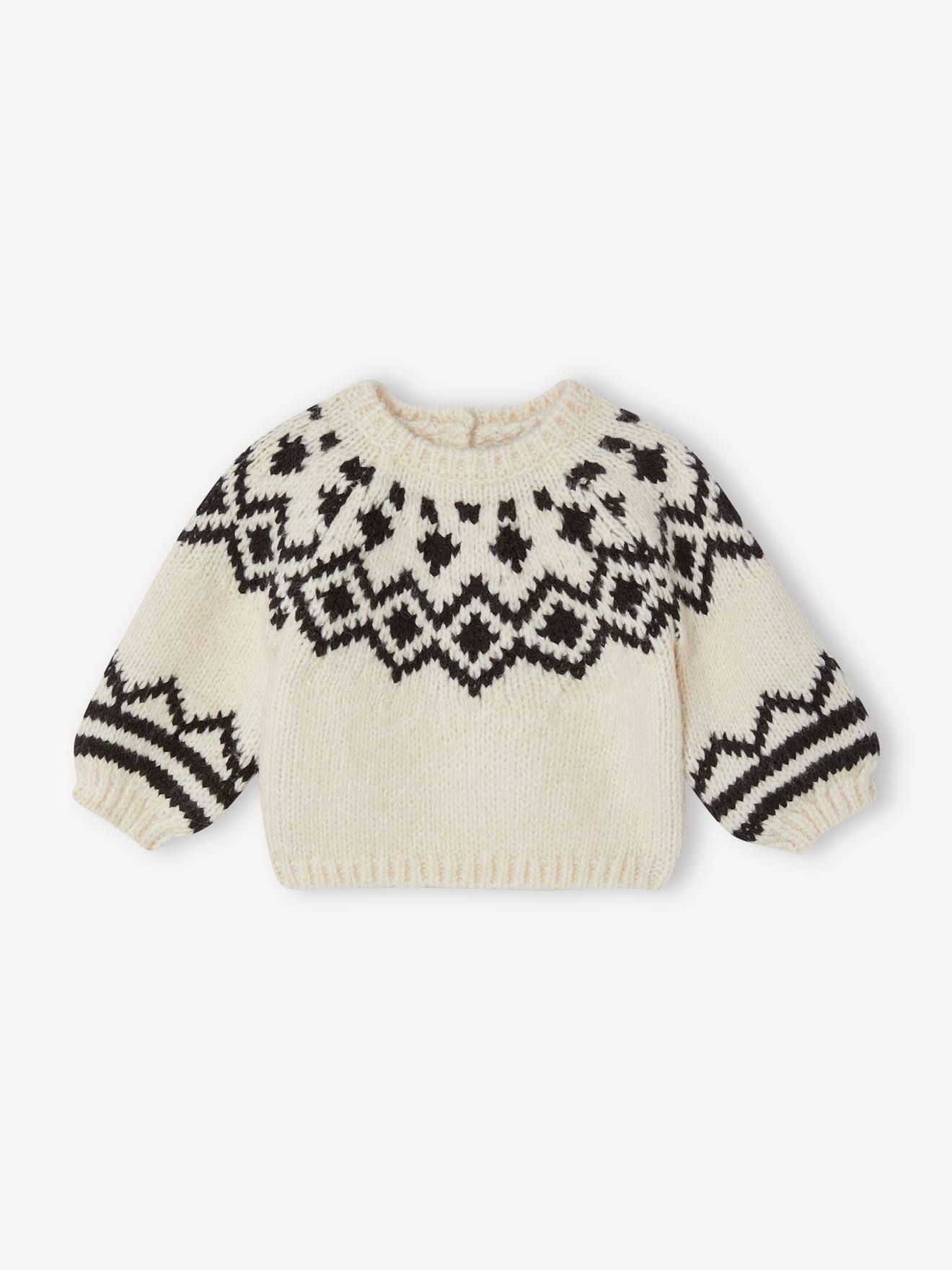 Vertbaudet Baby Jacquard-Pullover Oeko-Tex - beige meliert