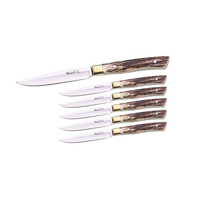 Muela Steakmesser-Set, 6-tlg. mit Hirschgriff.