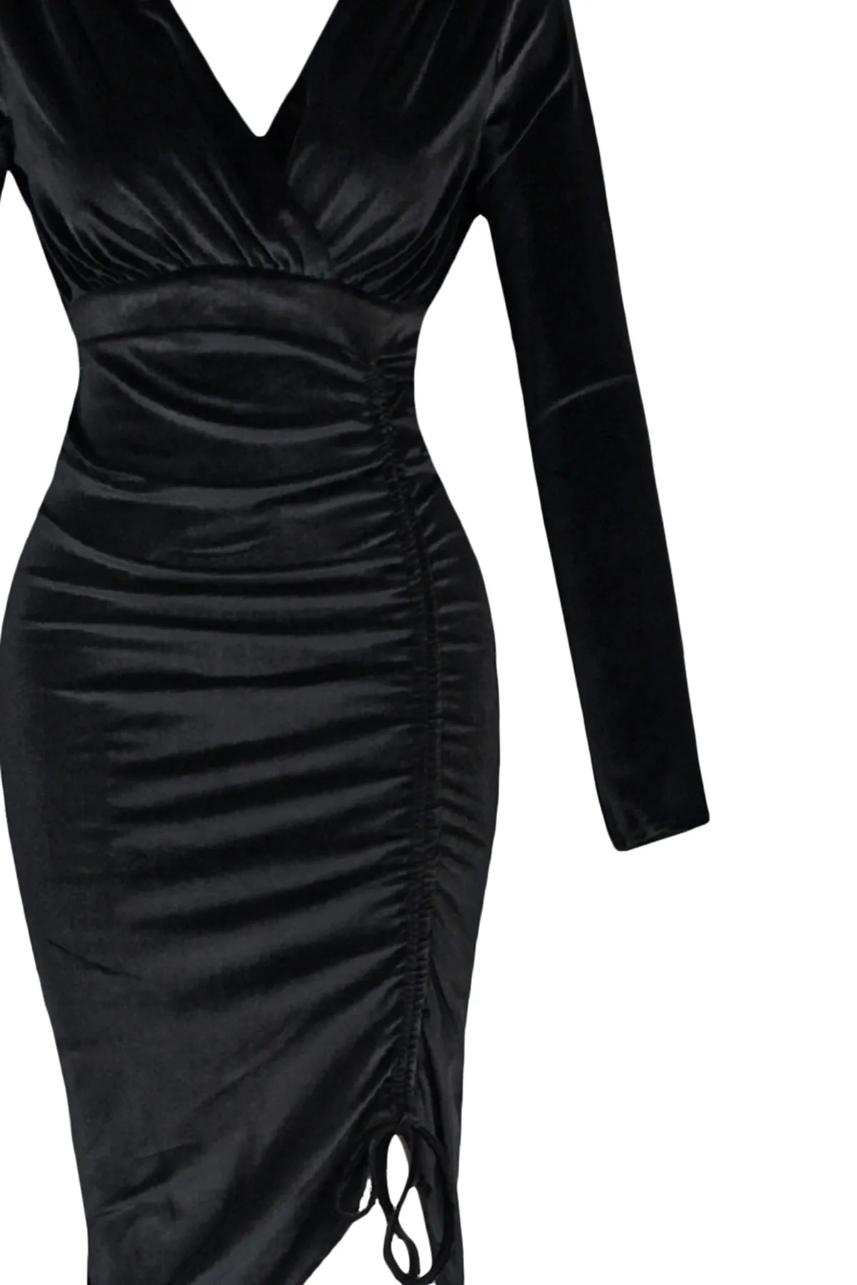 Trendyol Collection  Schwarzes, drapiertes, detailliertes Abendkleid TPRAW23EL00128