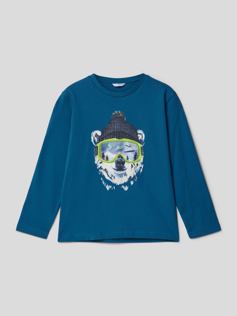 Longsleeve mit Motiv-Print in petrol