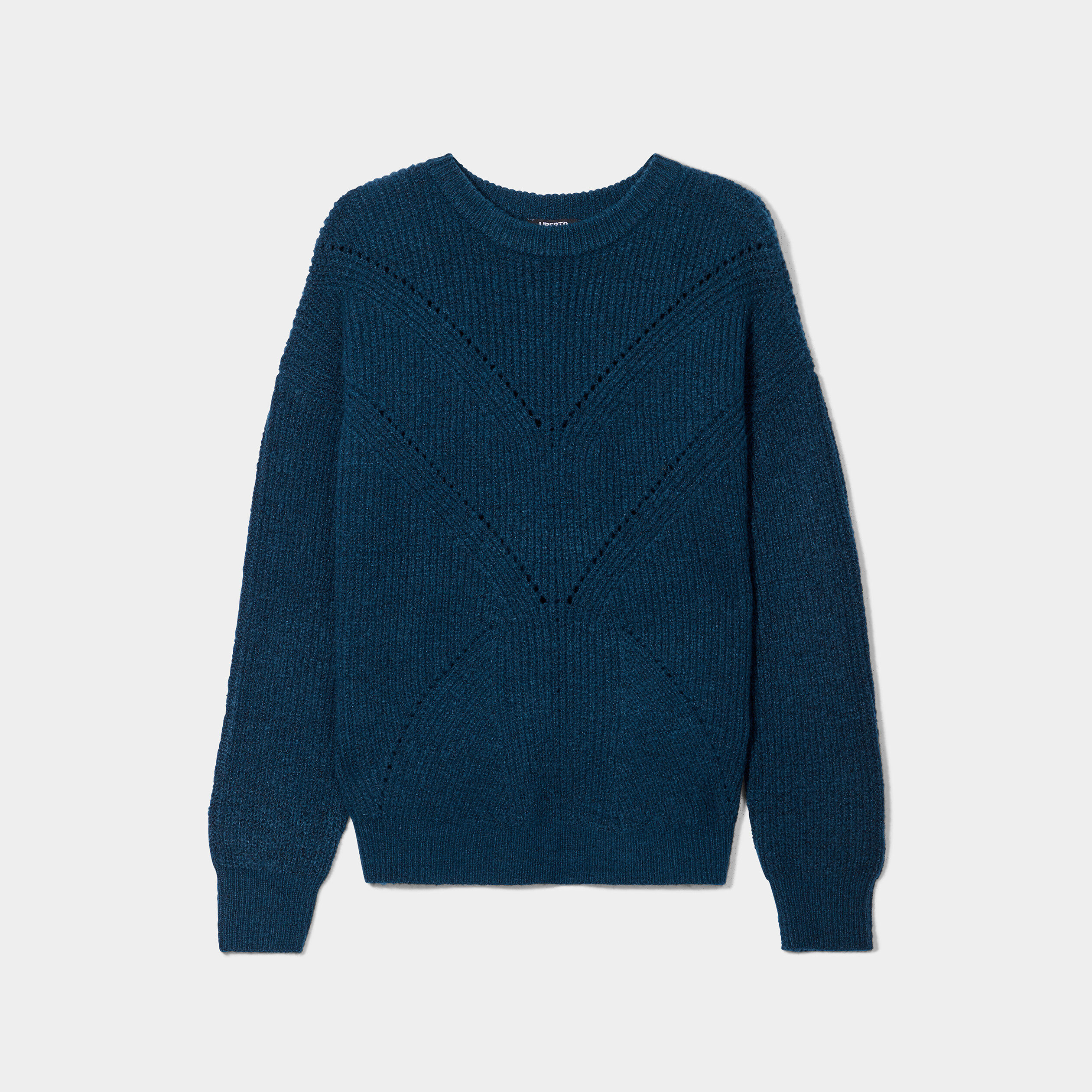 Pull avec détails ajourés bleu canard femme | La Halle
